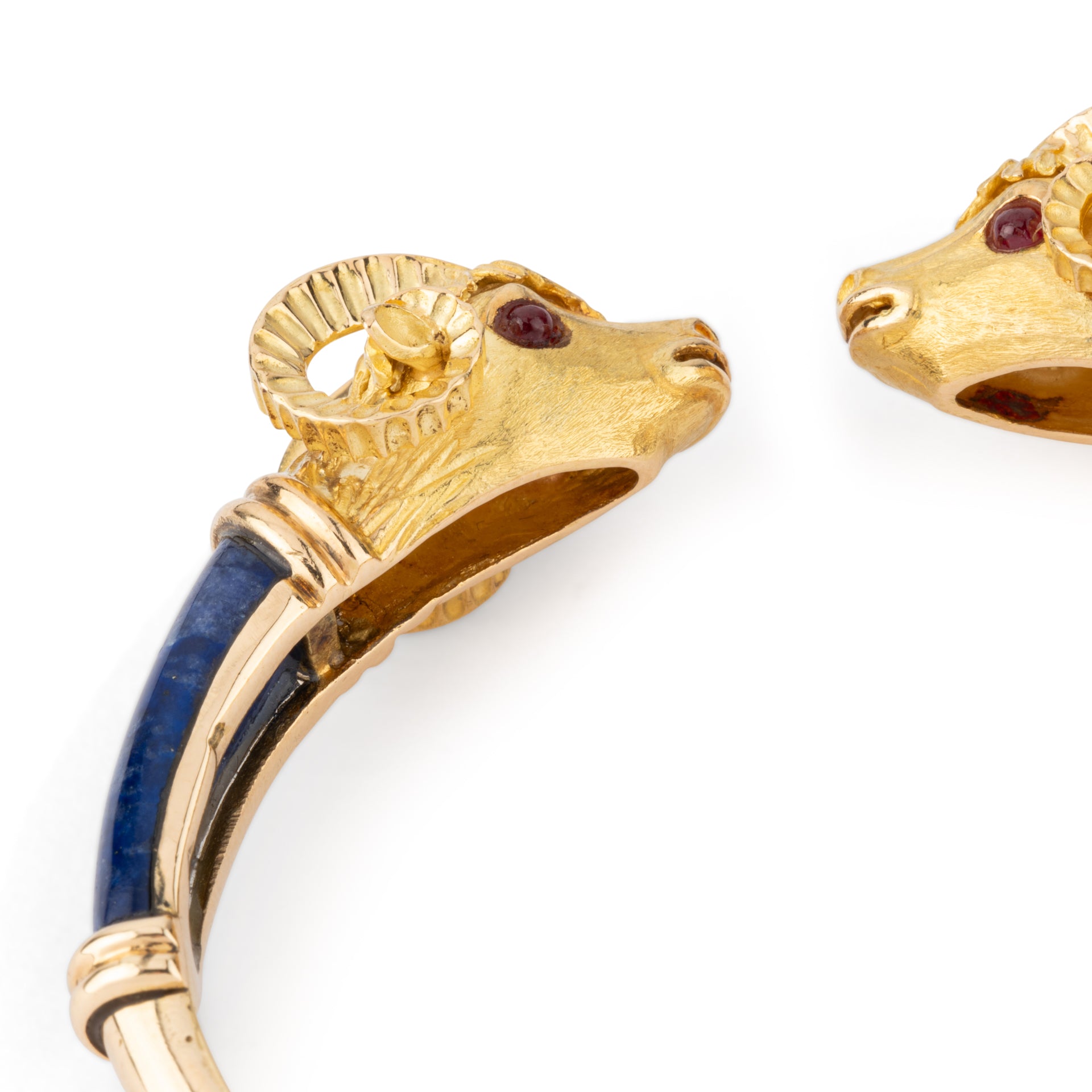 Bellin, Ram Head Bracelet, Gold, Diamonds, Lapis, Ruby
