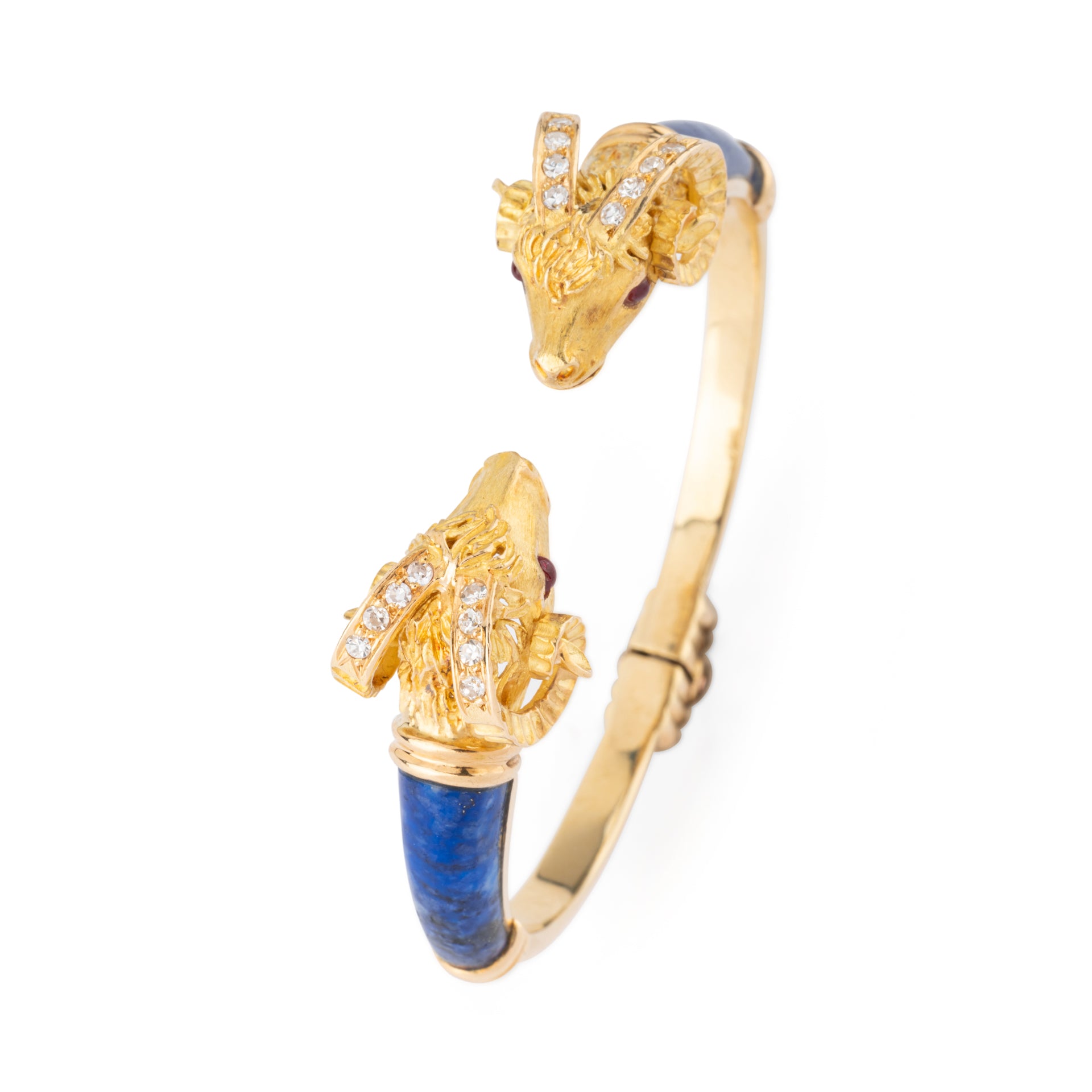 Bellin, Ram Head Bracelet, Gold, Diamonds, Lapis, Ruby