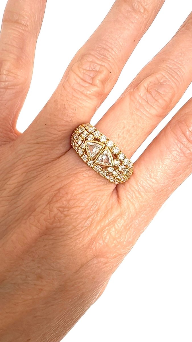 Boucheron bague Vintage or jaune 18 K et diamants - Maison Eloe