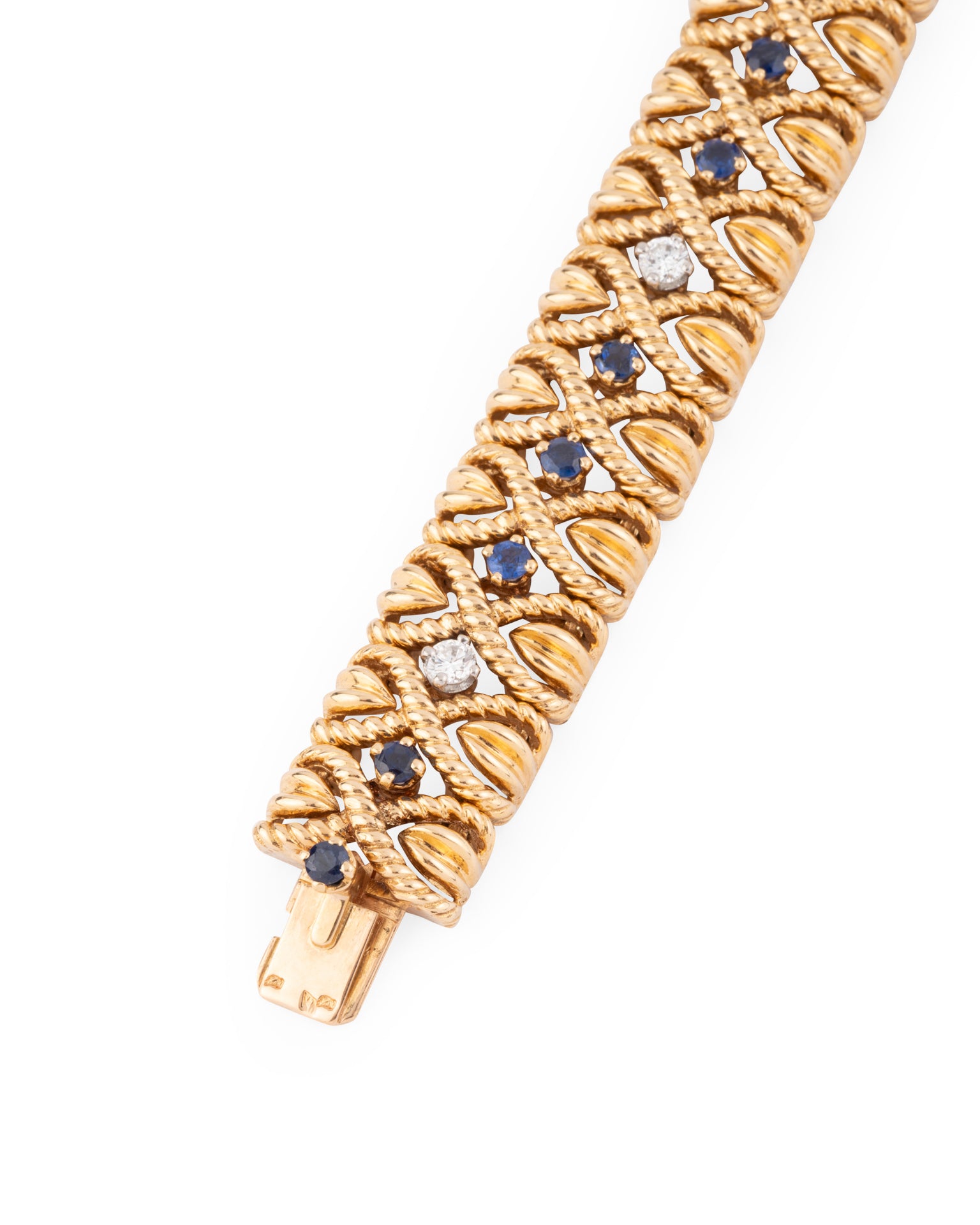 Van Cleef &amp; Arpels "X" Ribbon Bracelet in yellow gold, sapphires and diamonds