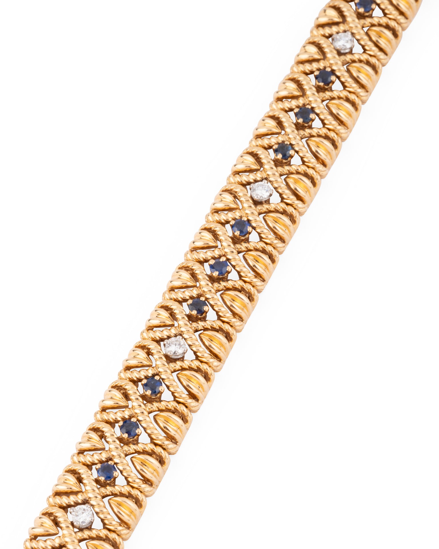 Van Cleef &amp; Arpels "X" Ribbon Bracelet in yellow gold, sapphires and diamonds