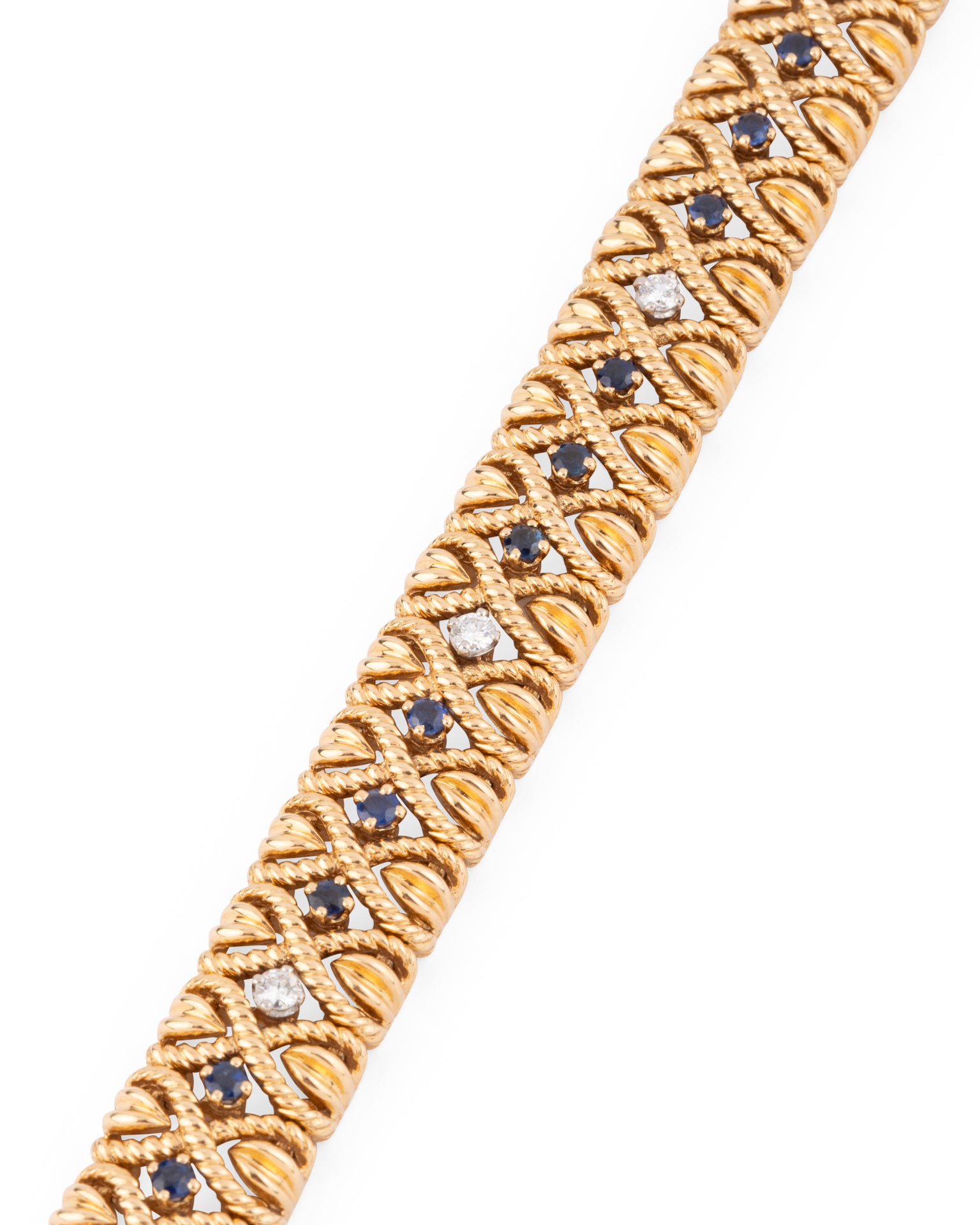 Van Cleef &amp; Arpels "X" Ribbon Bracelet in yellow gold, sapphires and diamonds