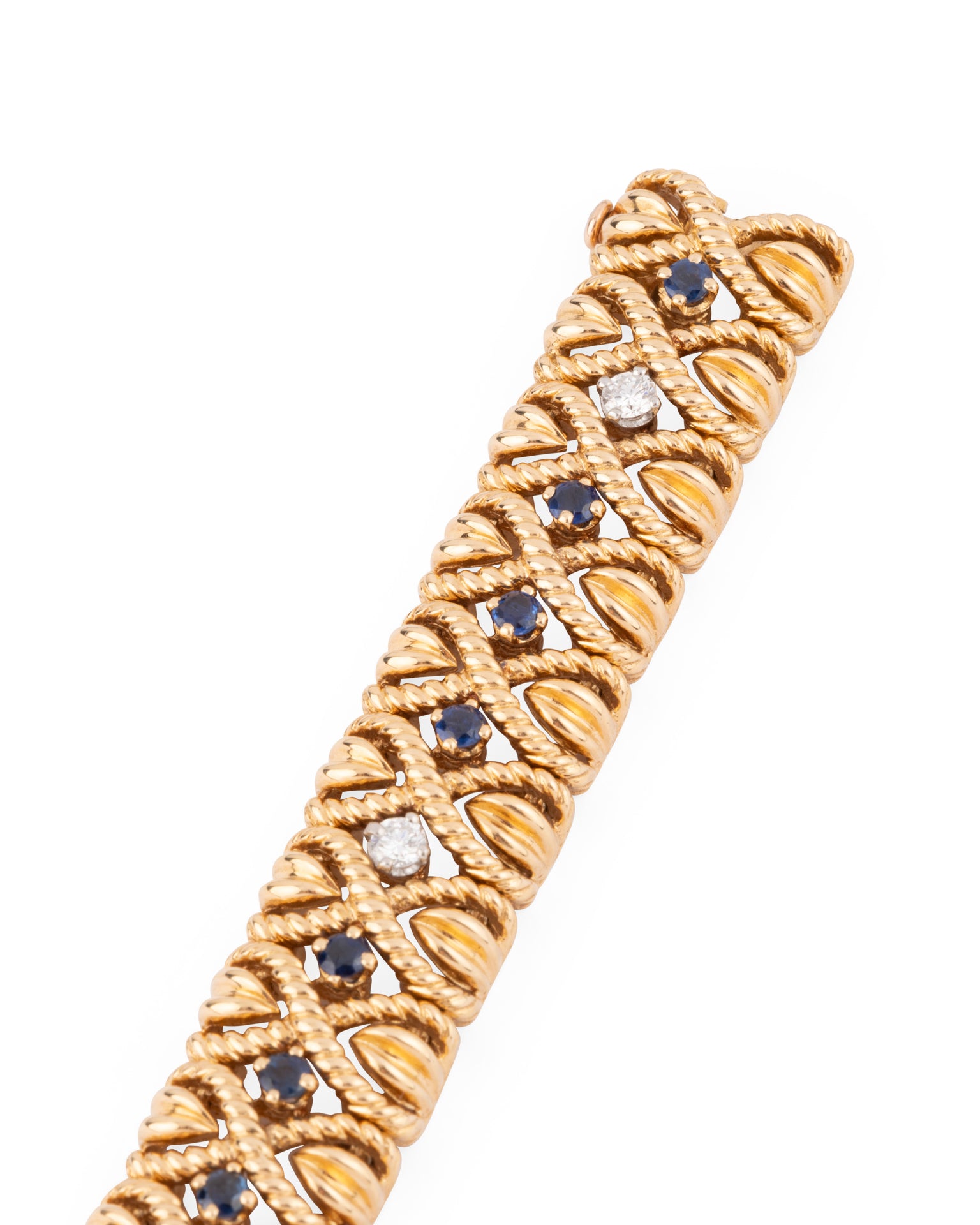 Van Cleef &amp; Arpels "X" Ribbon Bracelet in yellow gold, sapphires and diamonds