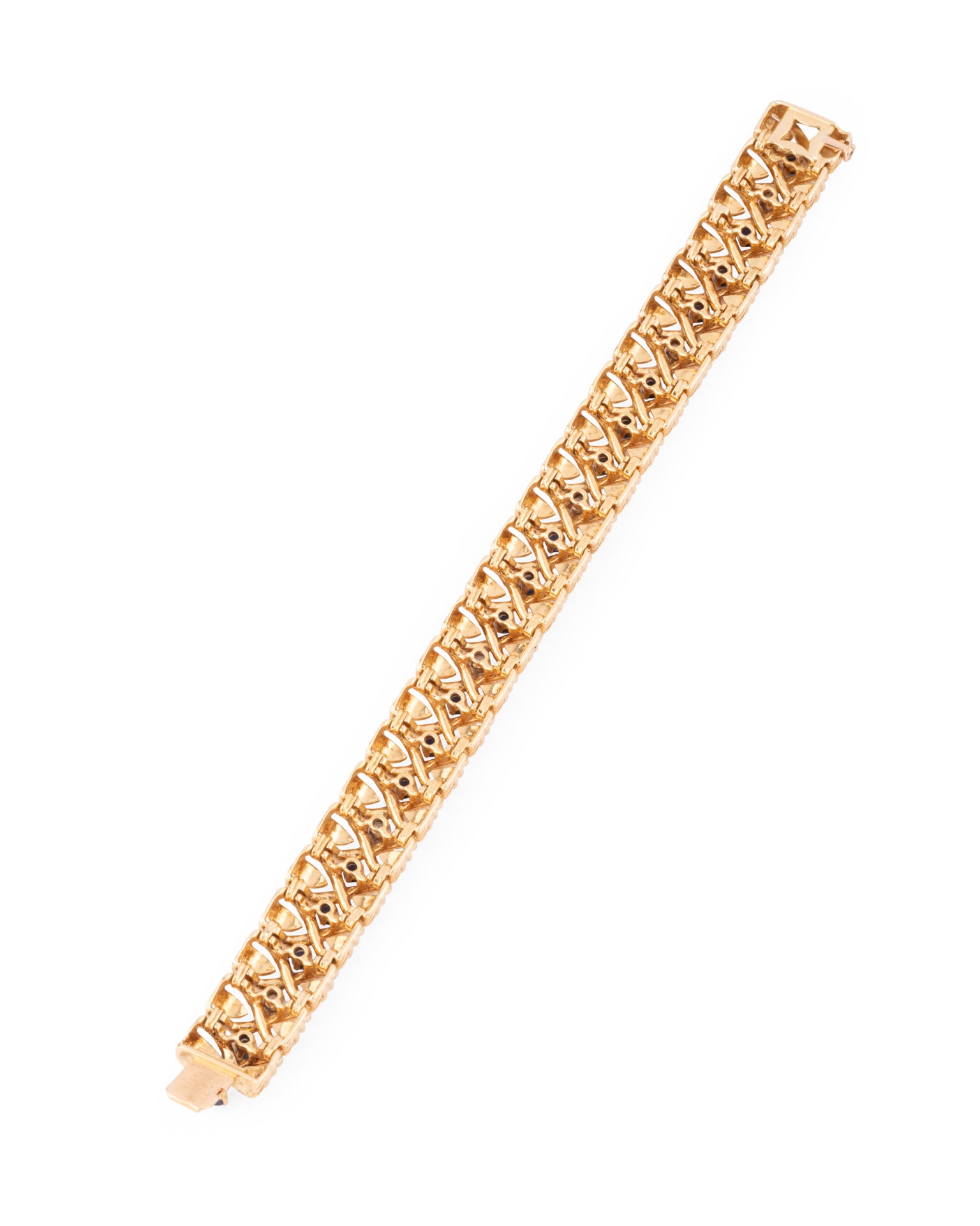 Van Cleef &amp; Arpels "X" Ribbon Bracelet in yellow gold, sapphires and diamonds