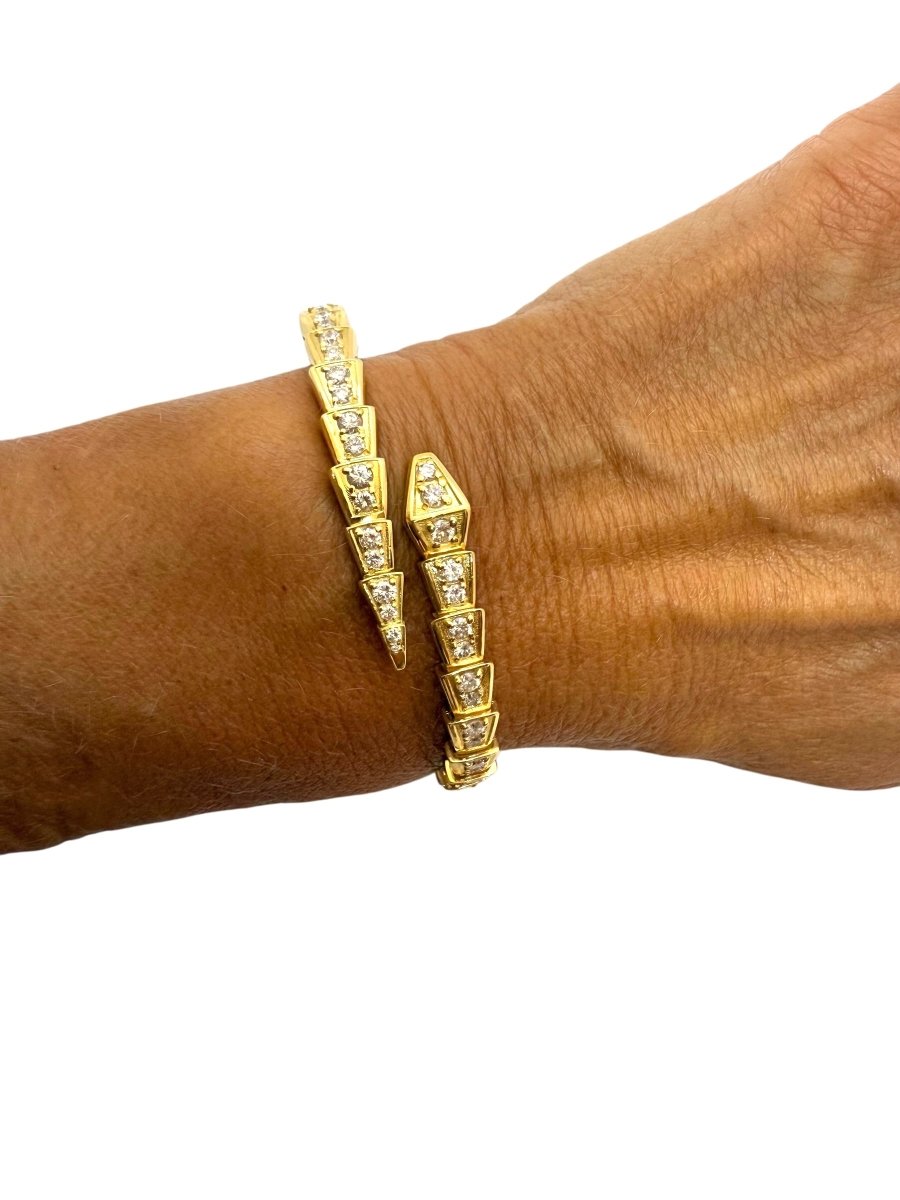 Bulgari, bracelet Serpenti Viper or jaune et diamants - Maison Eloe