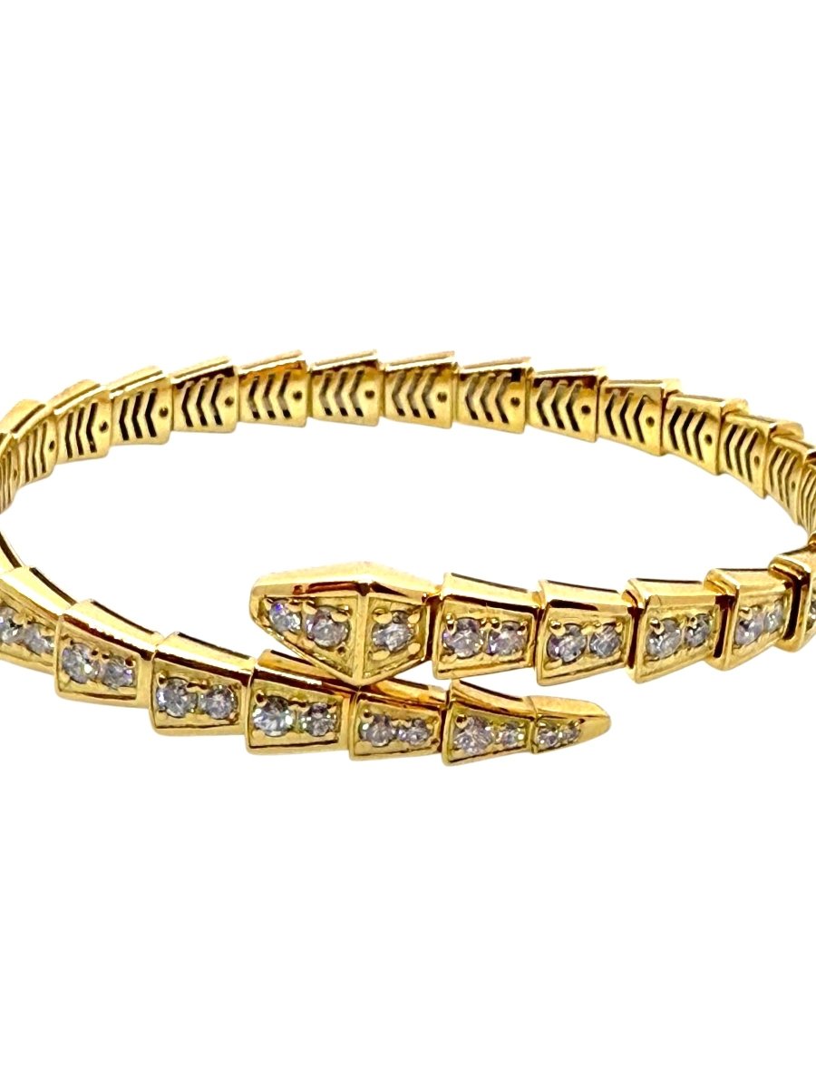 Bulgari, bracelet Serpenti Viper or jaune et diamants - Maison Eloe