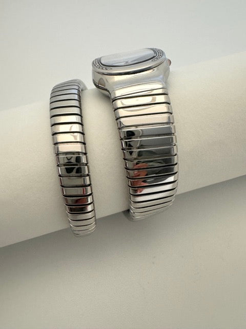 Bulgari, Serpenti Tubogas two-turn watch, Steel and Diamonds, ref 101827