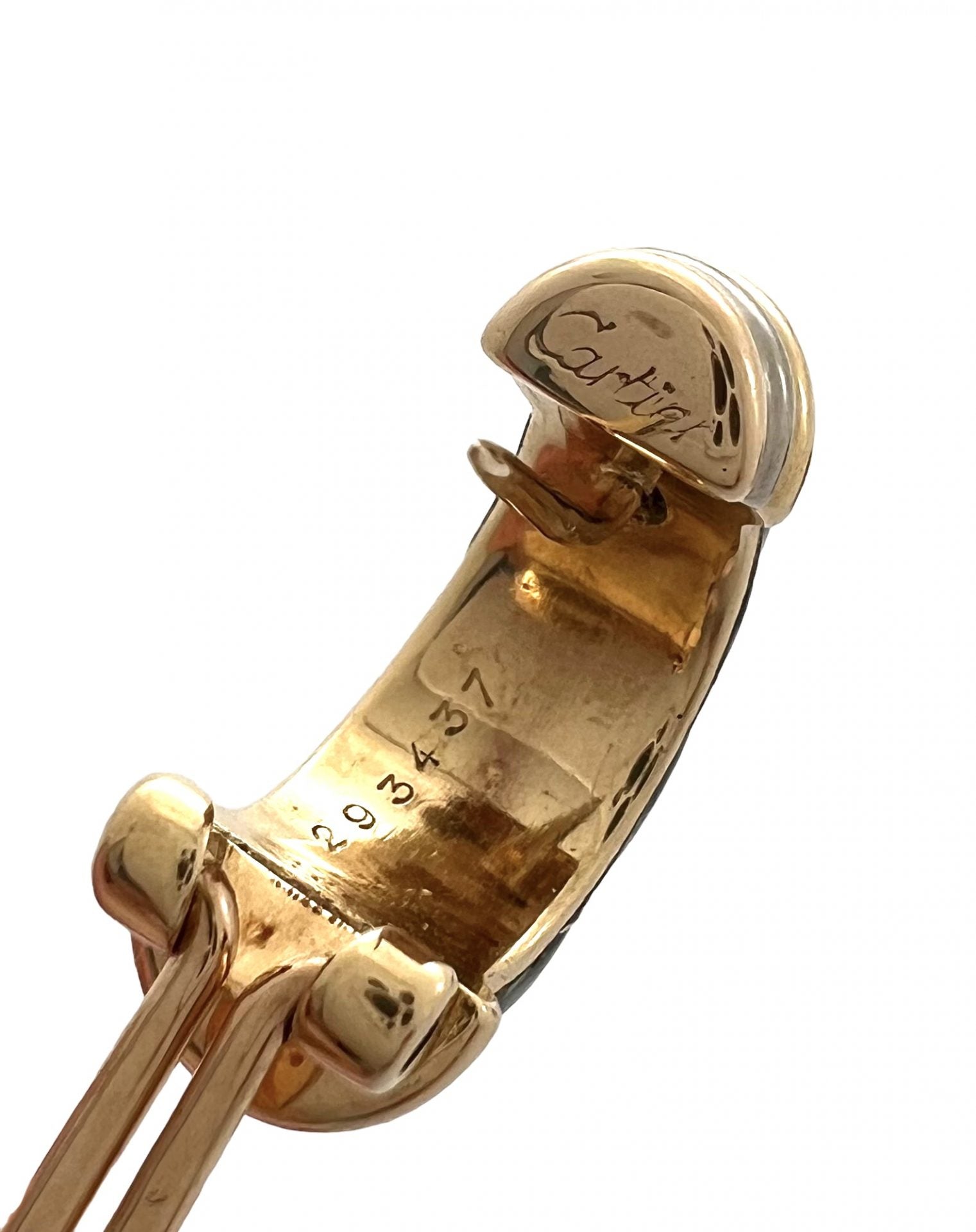 Cartier earrings in gold and oxidized silver in their case