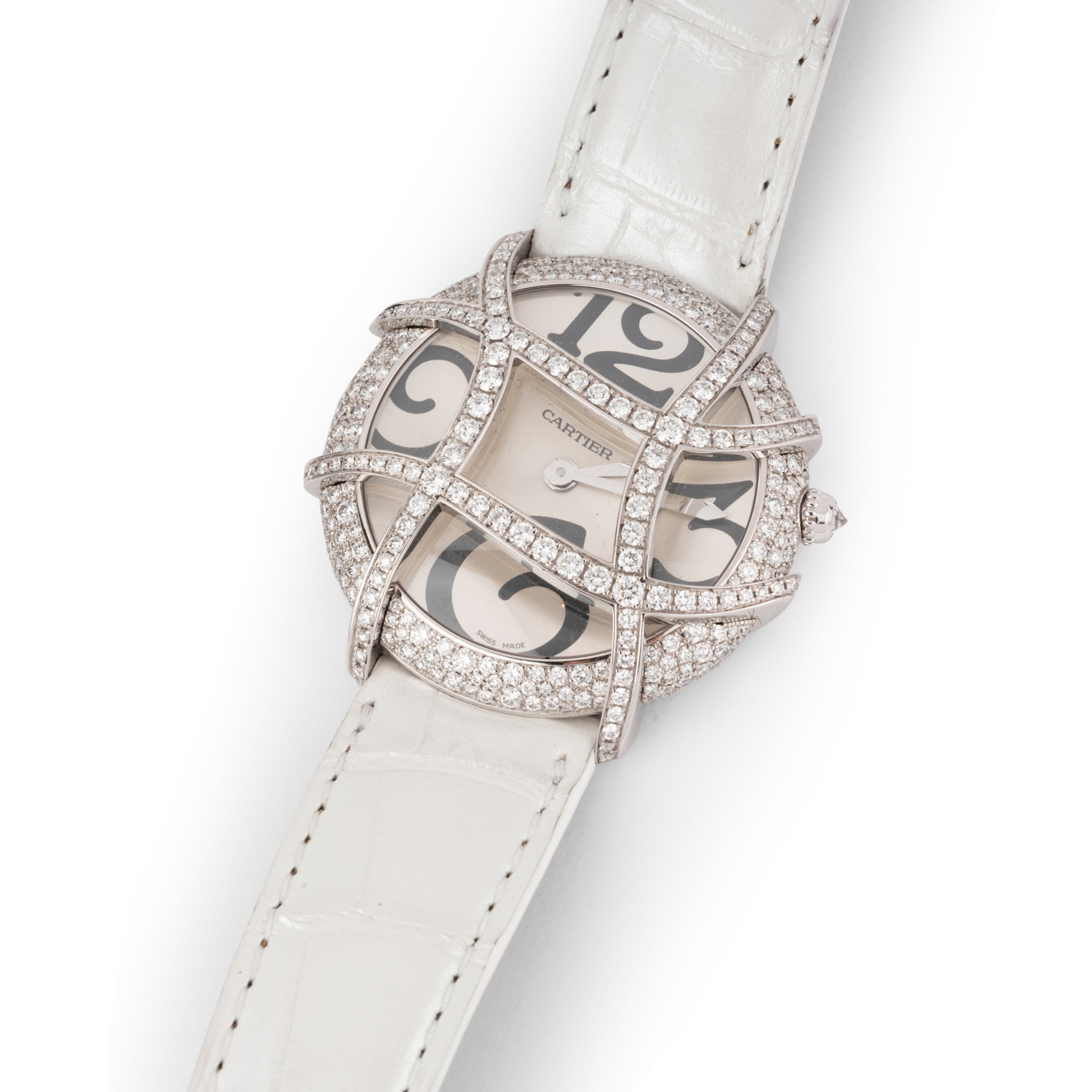 Cartier "Crazy ronde" white gold and diamond watch