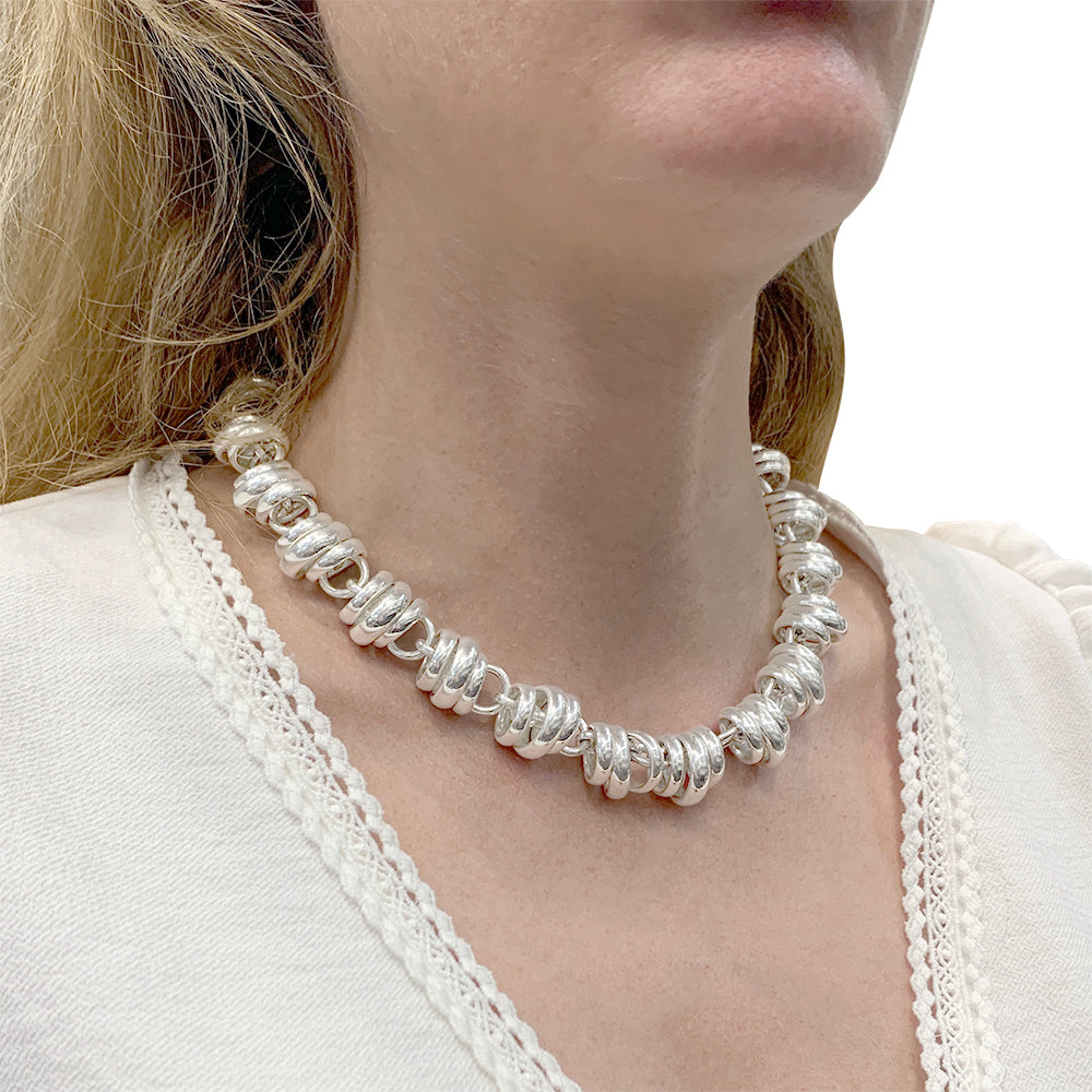 Pomellato 67 necklace, “Rondelles”, silver.