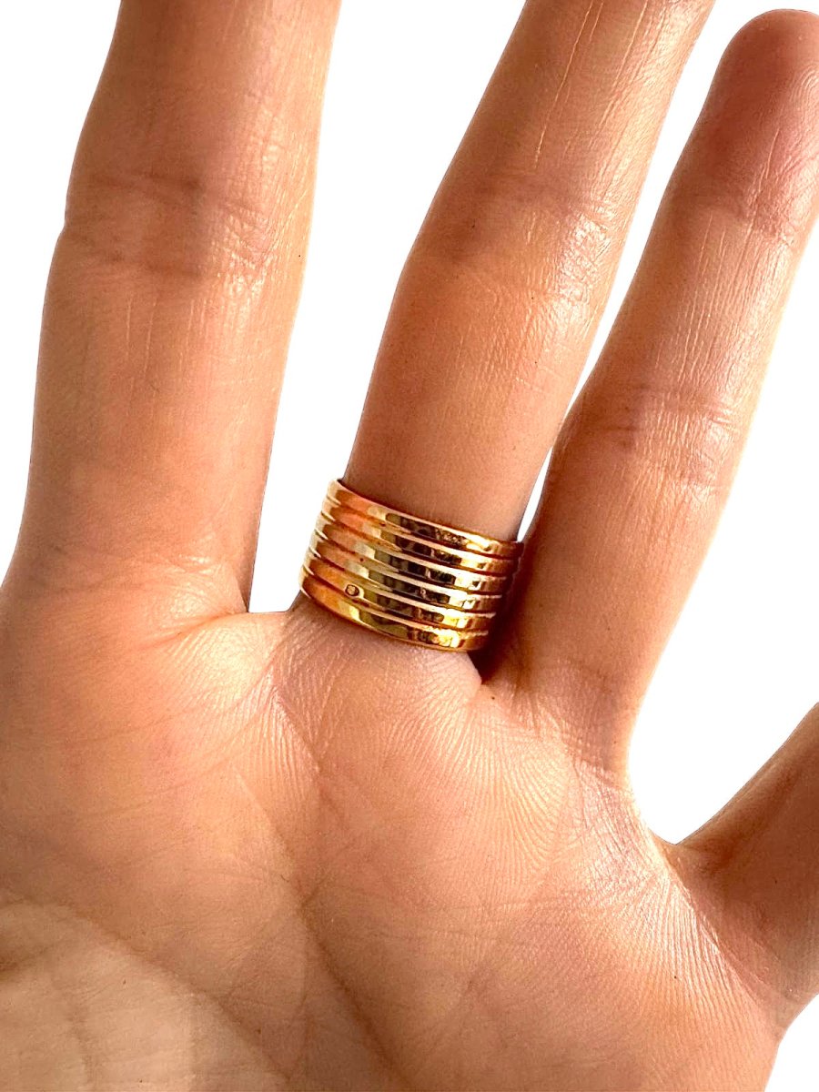 Cartier bague "Double C" grand modèle 3 ors et diamants vintage - Maison Eloe