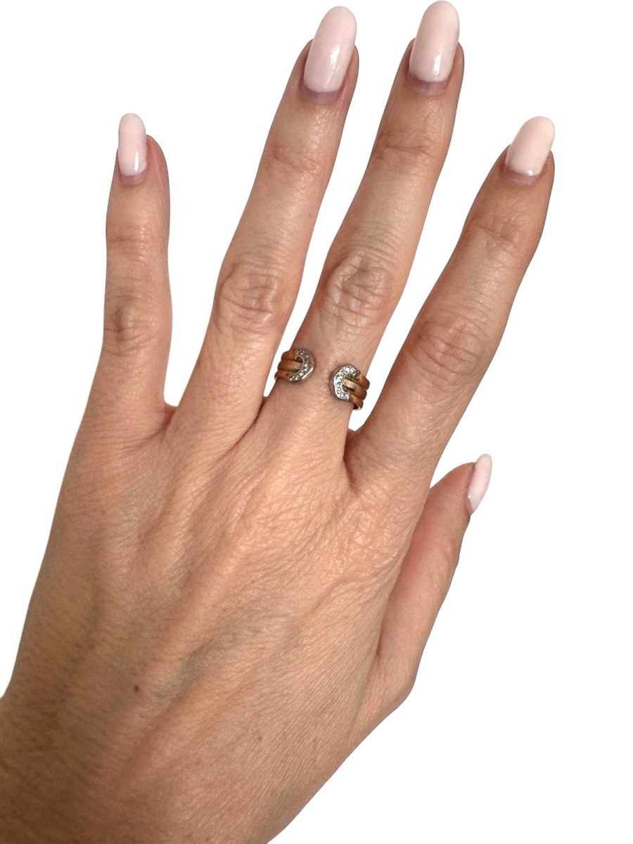 Cartier bague "Double C" en or jaune or rose et or blanc et diamants - Maison Eloe