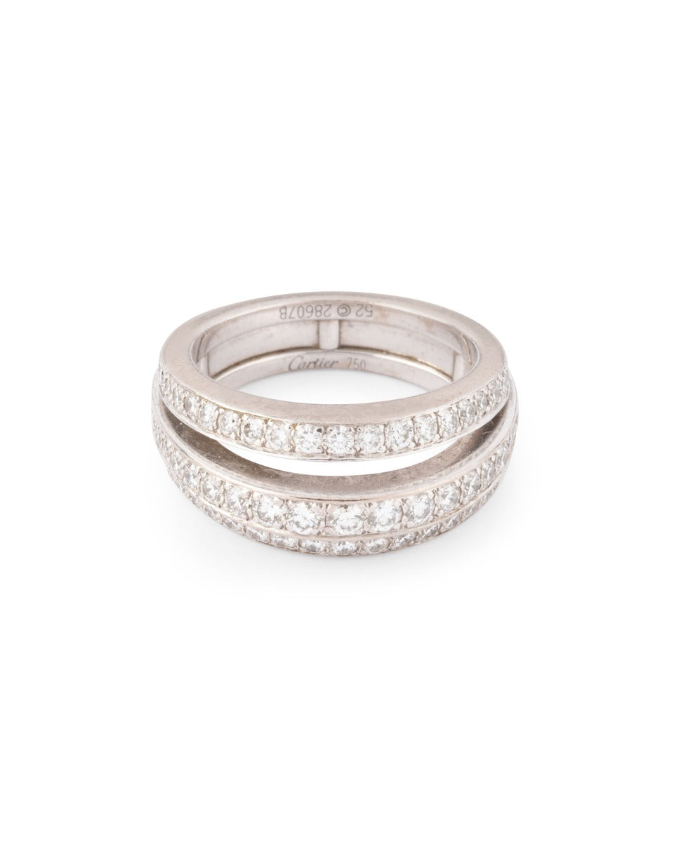 Cartier 3-bridge ring in 18k white gold and diamonds