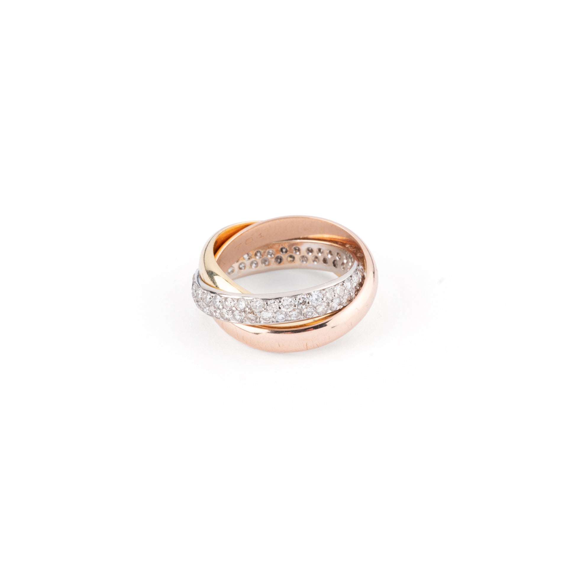 Cartier, Trinity wedding ring in 3 golds and diamonds