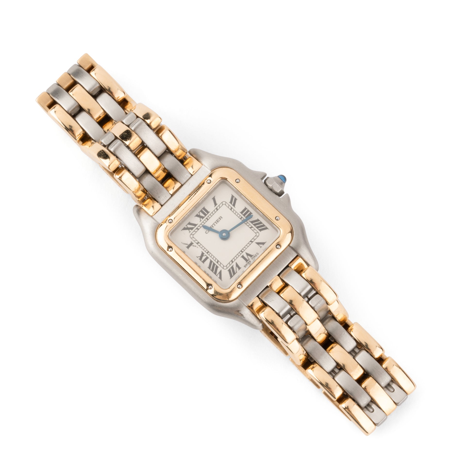 Cartier, Panthère 3-row watch in vintage gold and steel