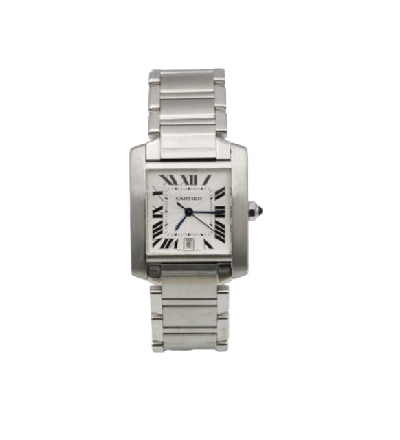 Cartier, "Tank Française" watch, large automatic steel model