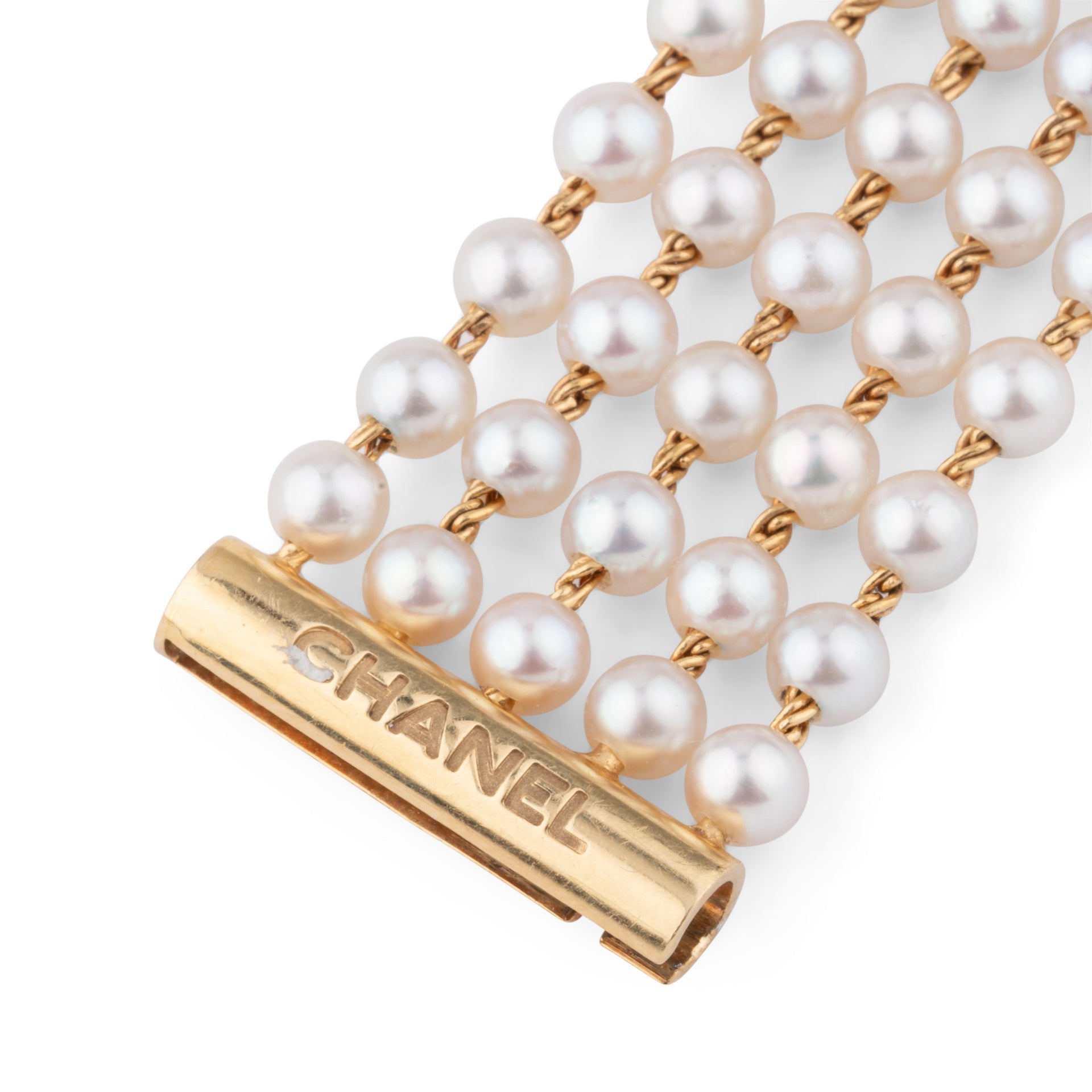 Chanel, vintage "Mademoiselle" watch in pearls on 18K yellow gold