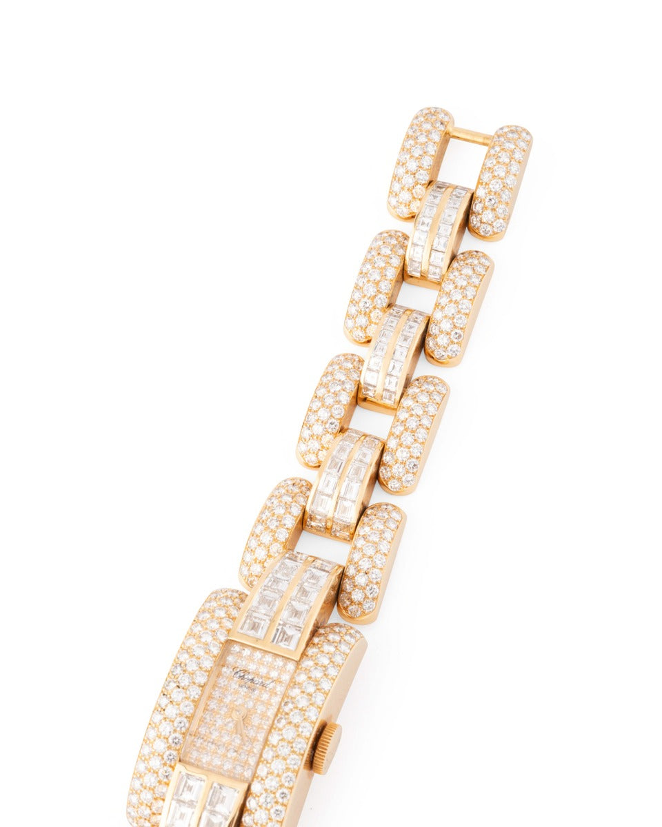 Chopard "La Strada" watch in 18K yellow gold, fully paved with diamonds