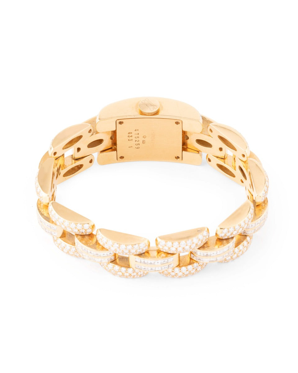 Chopard "La Strada" watch in 18K yellow gold, fully paved with diamonds