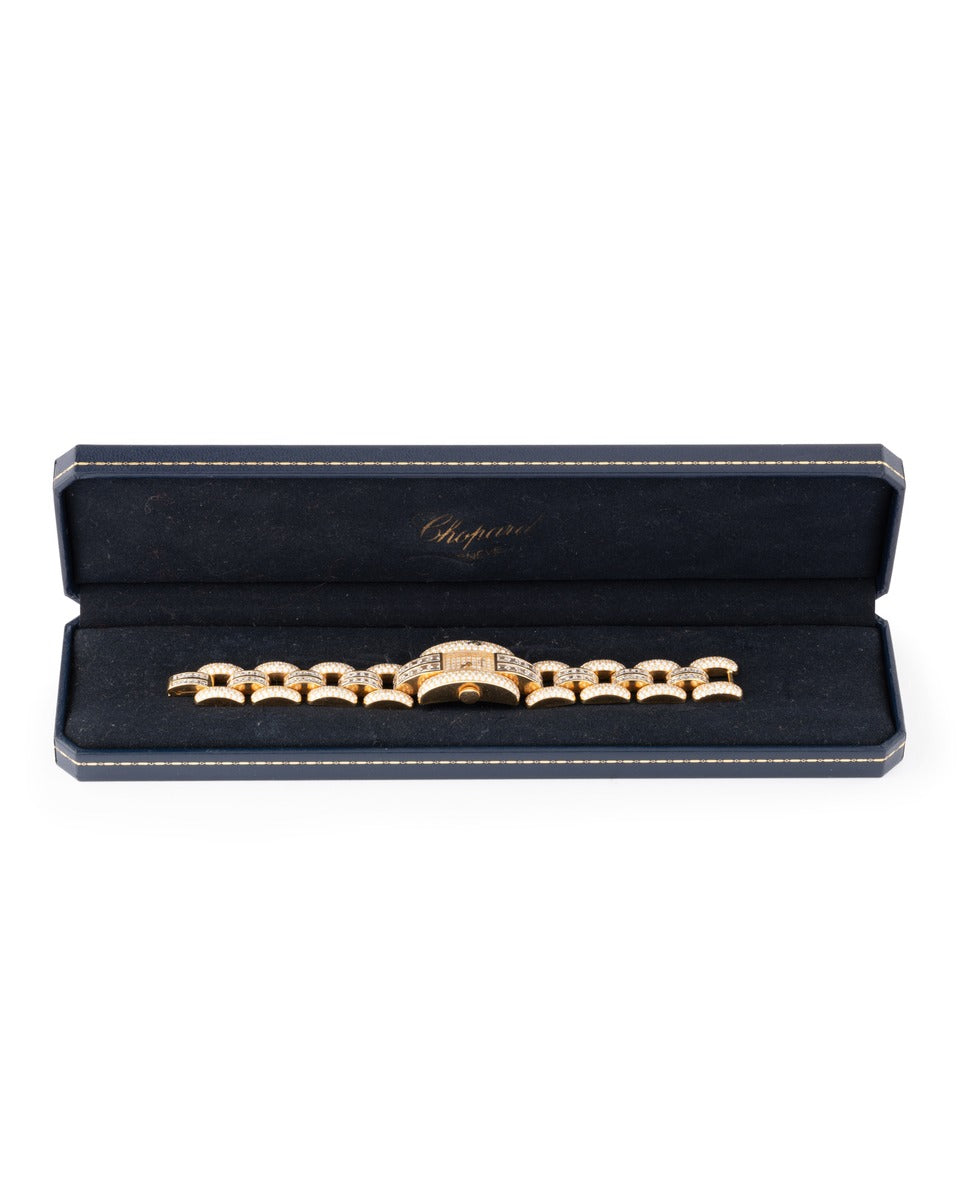 Chopard "La Strada" watch in 18K yellow gold, fully paved with diamonds