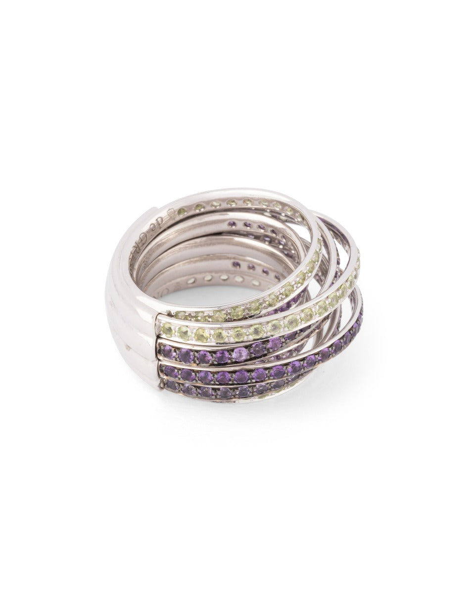 De Grisogono, "Allegra" ring in white gold with diamonds and amethysts