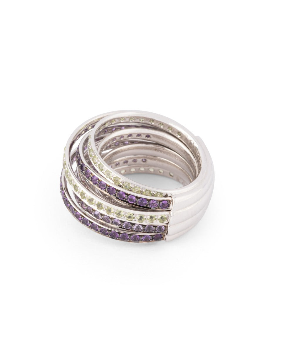 De Grisogono, "Allegra" ring in white gold with diamonds and amethysts