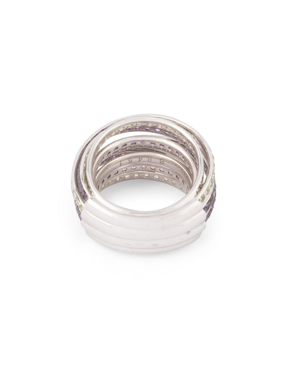 De Grisogono, "Allegra" ring in white gold with diamonds and amethysts