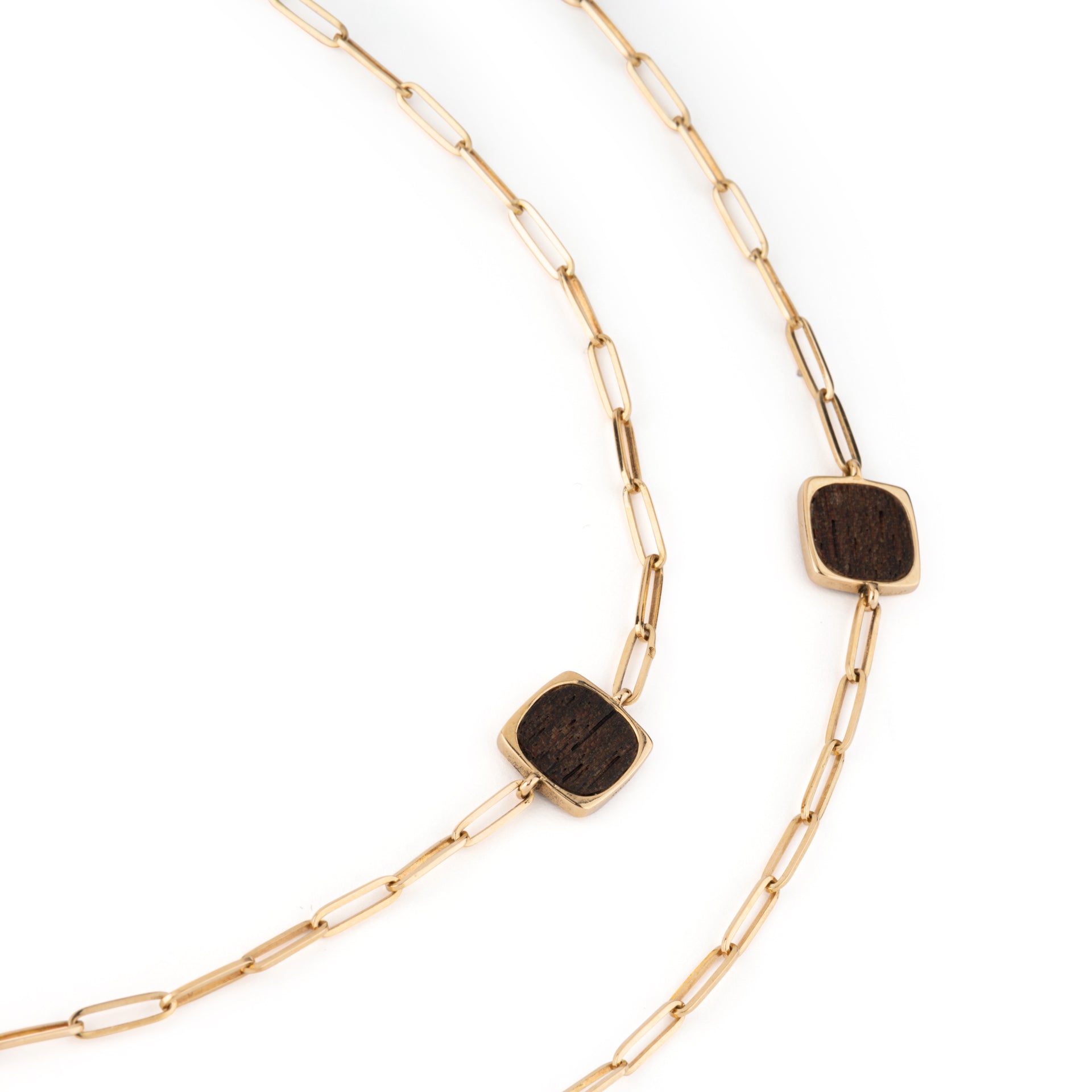 Dinh Van, "Impression" Gold and Wood Long Necklace