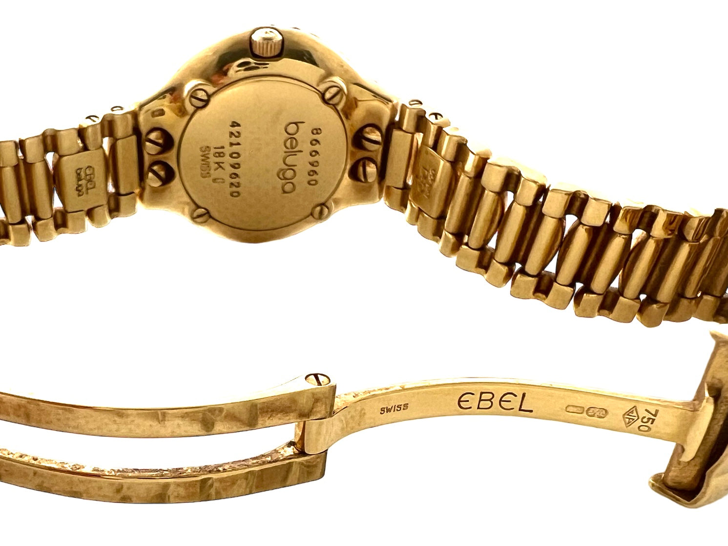 Ebel "Beluga" watch in 18K yellow gold and diamonds