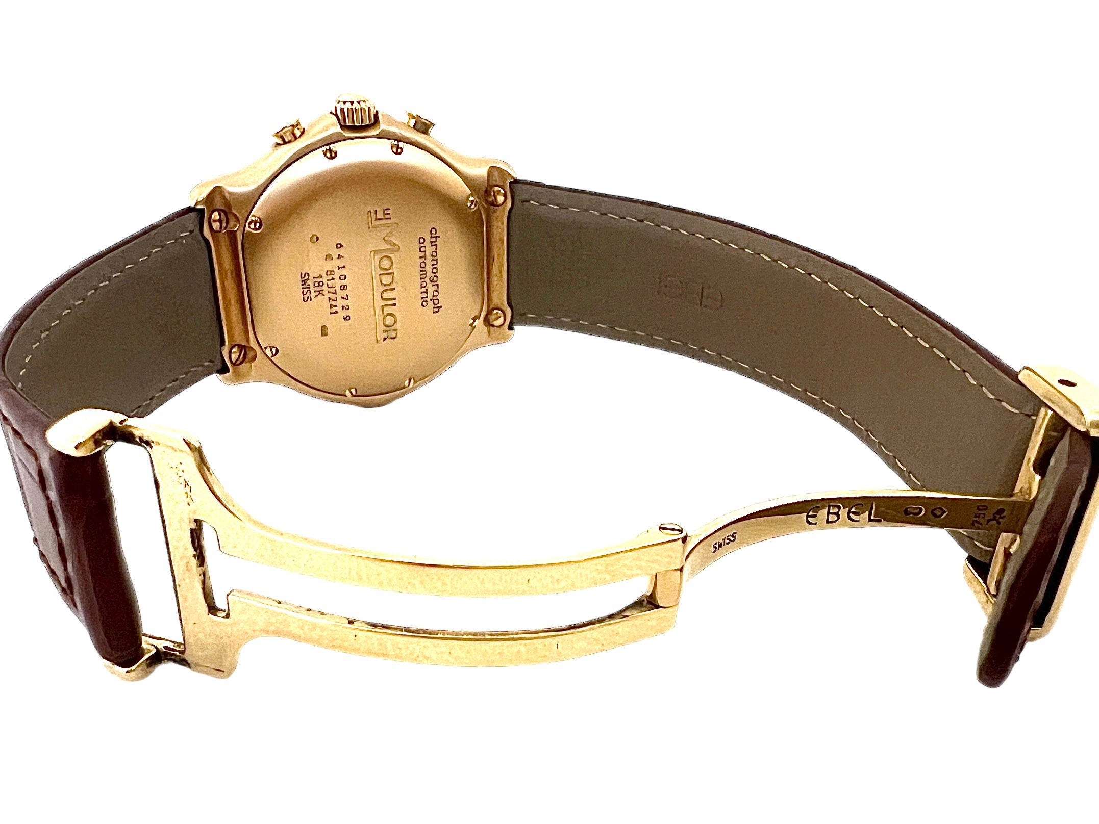 Ebel, Modulor Chronograph watch in gold on alligator