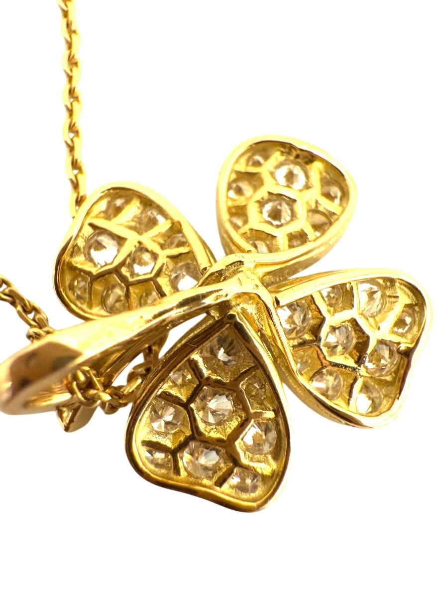 Fred collier, chaine et pendentif Trefle or jaune et diamants - Maison Eloe
