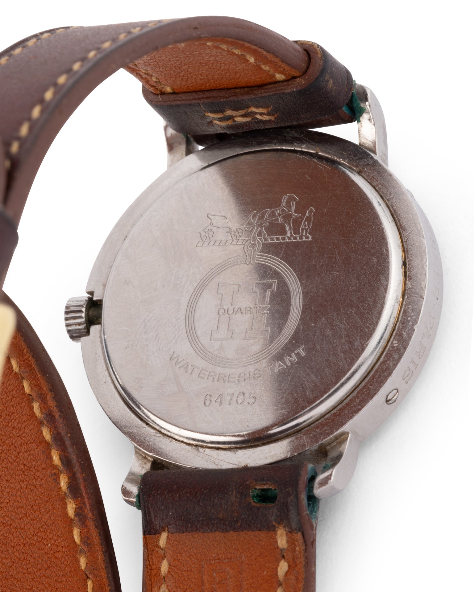 Hermes, "Clipper" Watch, Steel on Leather