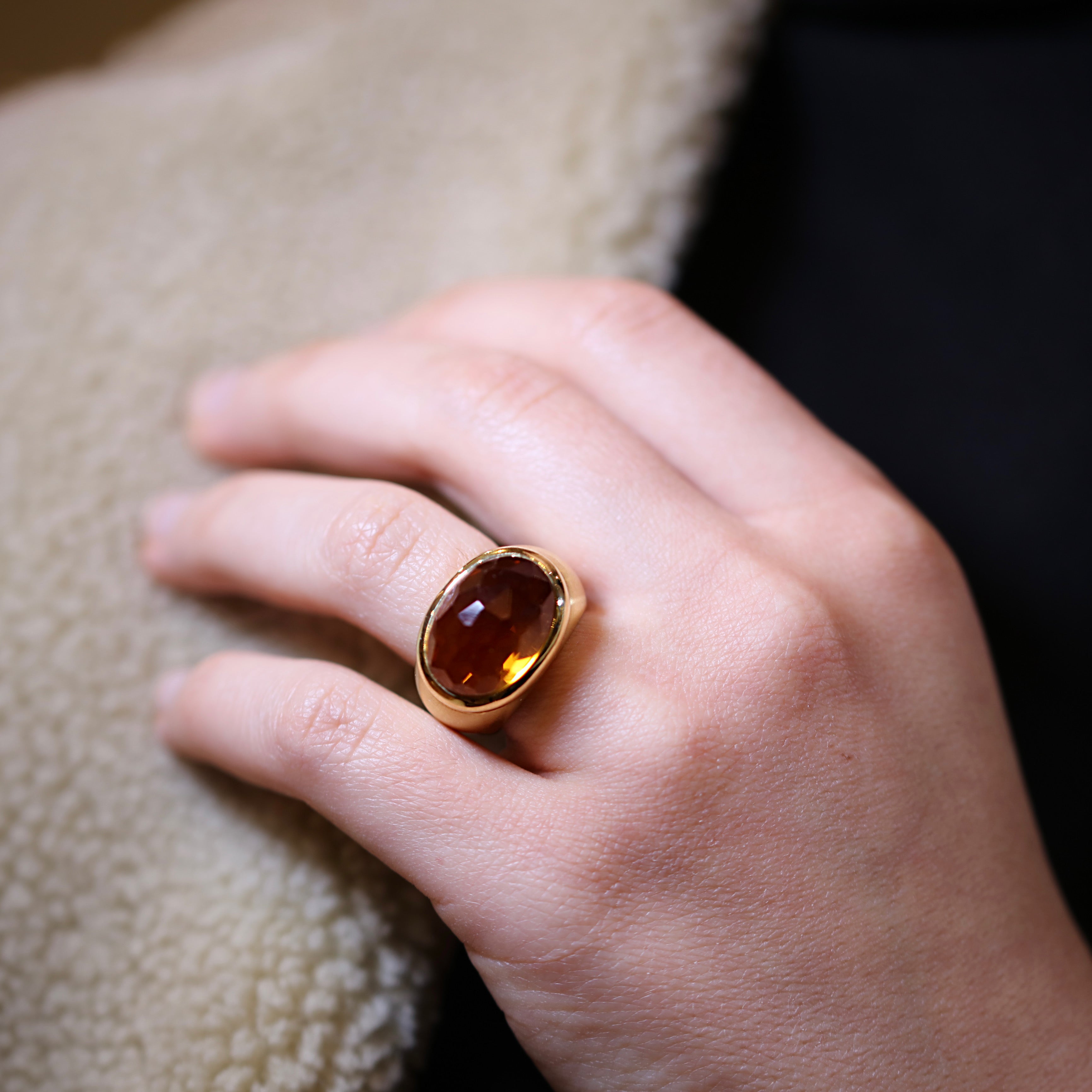 POMELLATO - Bague Iceberg en or rose et citrine