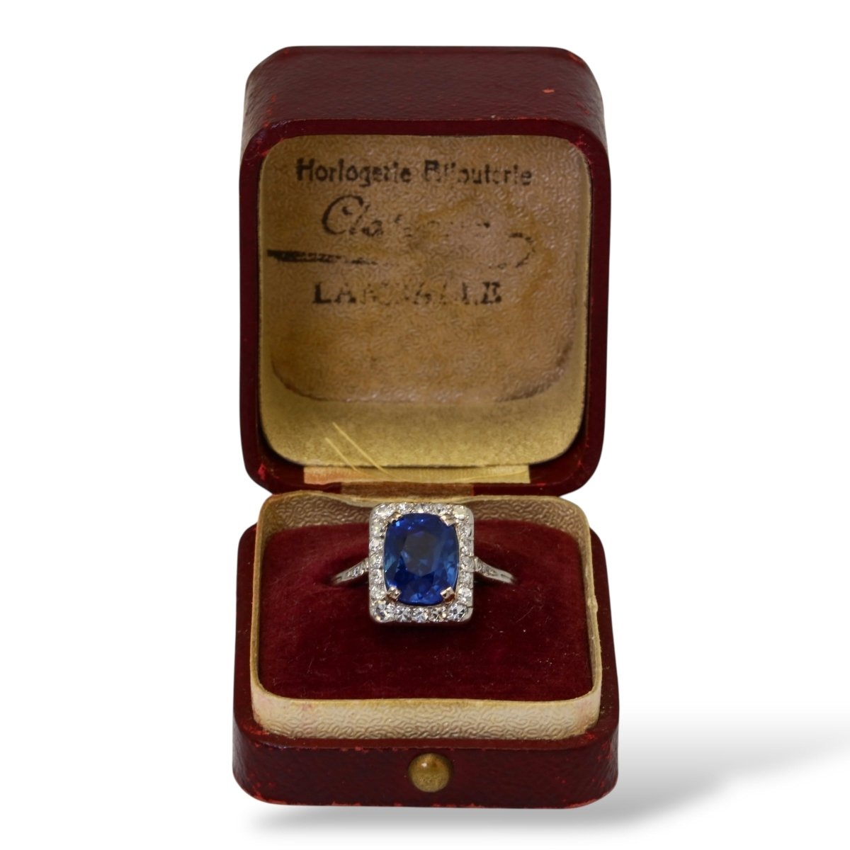 Bague ancienne saphir naturel et diamants - Maison Eloe