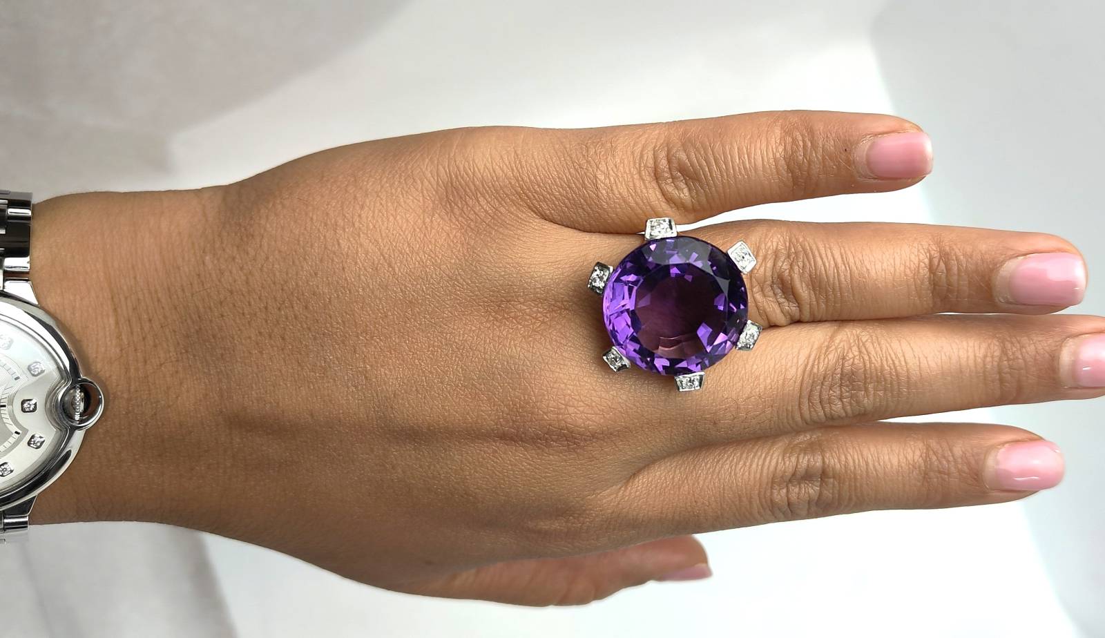 Importante Bague COCKTAIL en or rose, améthyste et diamants