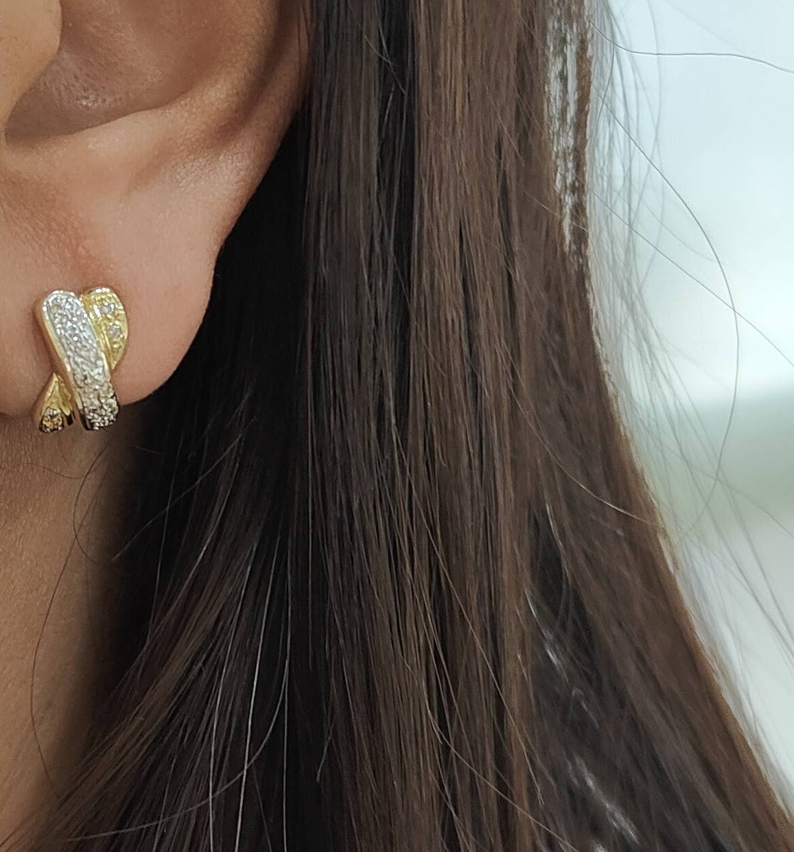 Boucles d'oreilles vintage en or bicolore et diamants