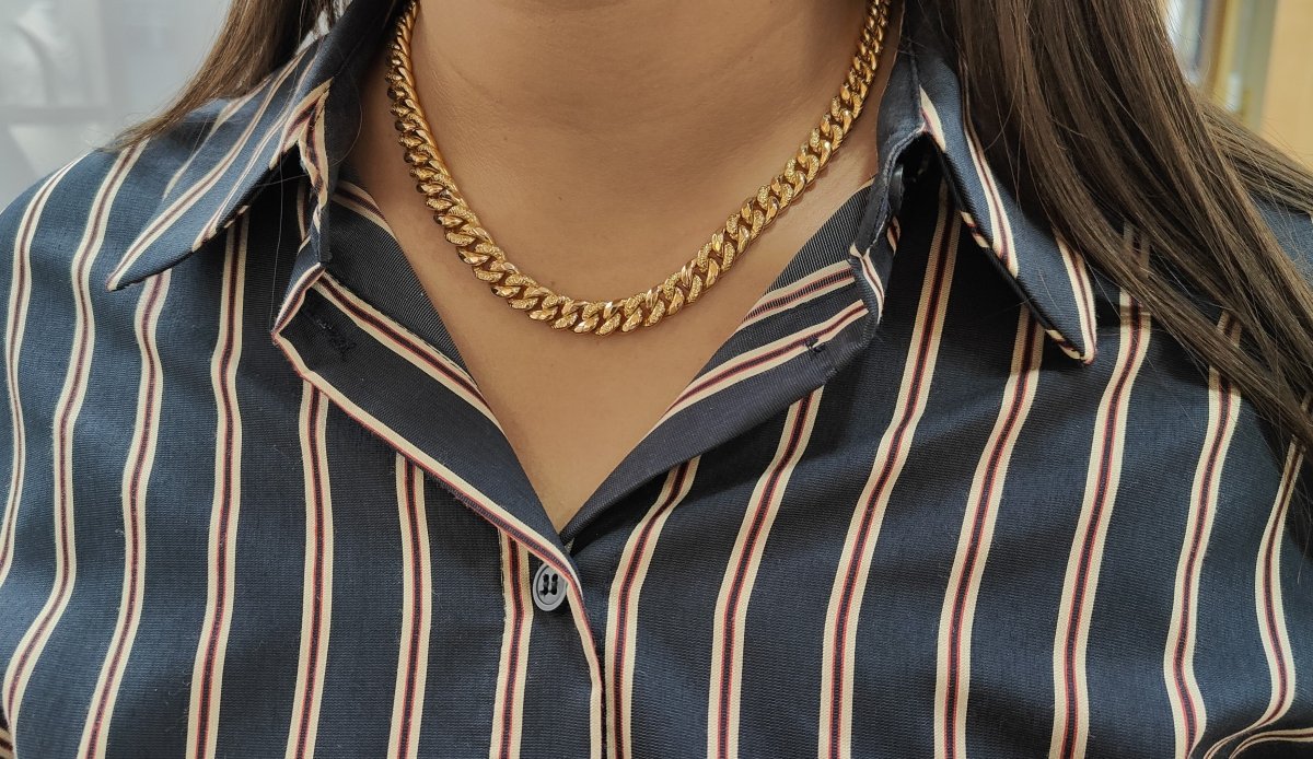 Collier Vintage maille gourmette en or jaune - Maison Eloe