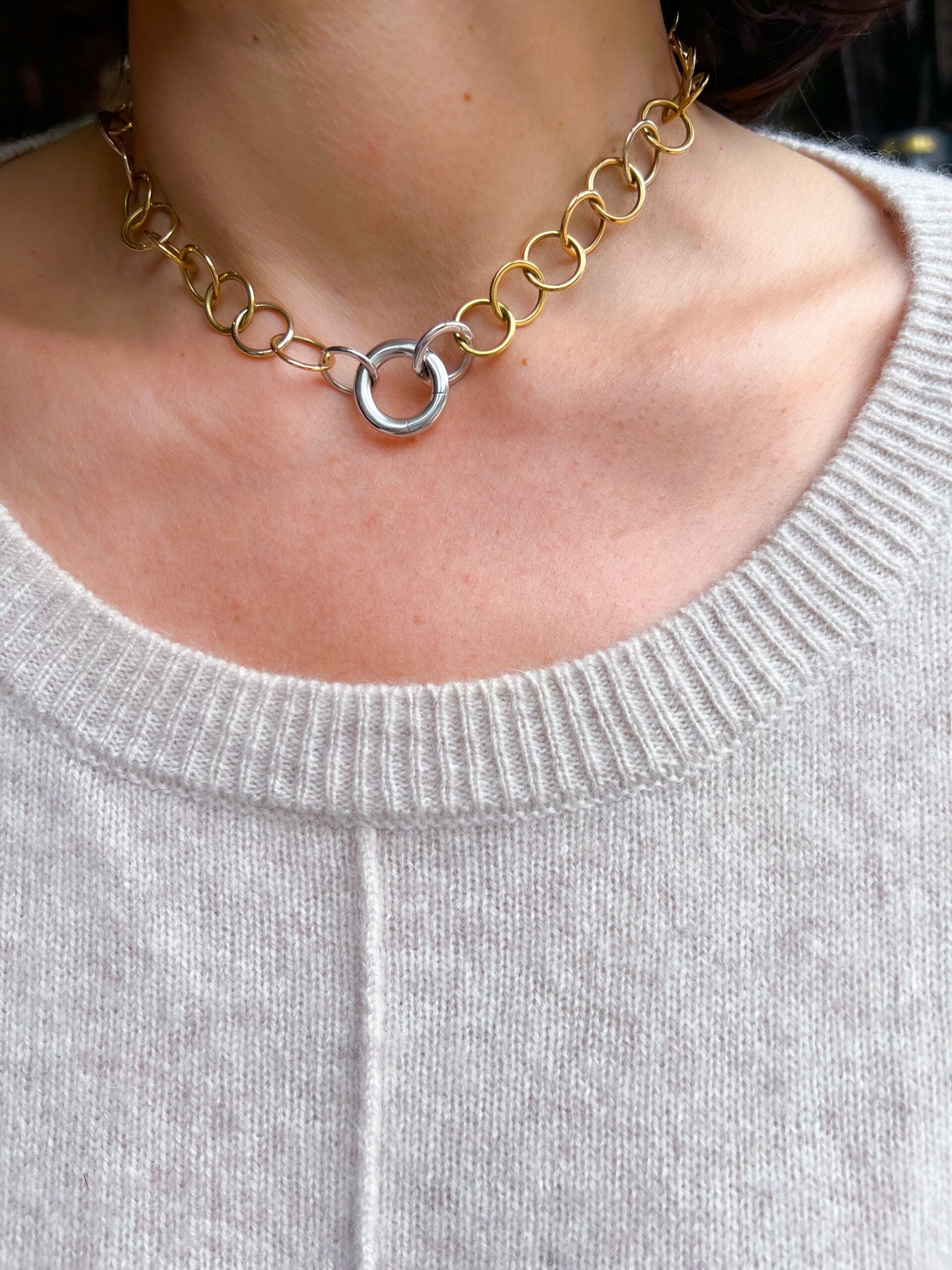 Pomellato Lucciole model necklace in yellow and white gold.