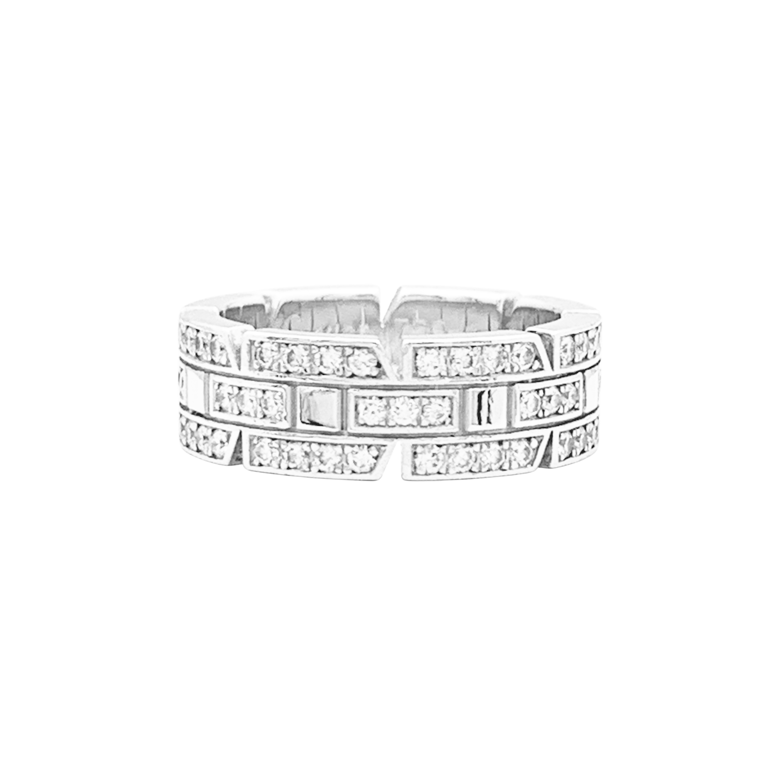 Bague Cartier or blanc, diamants "Tank Française".