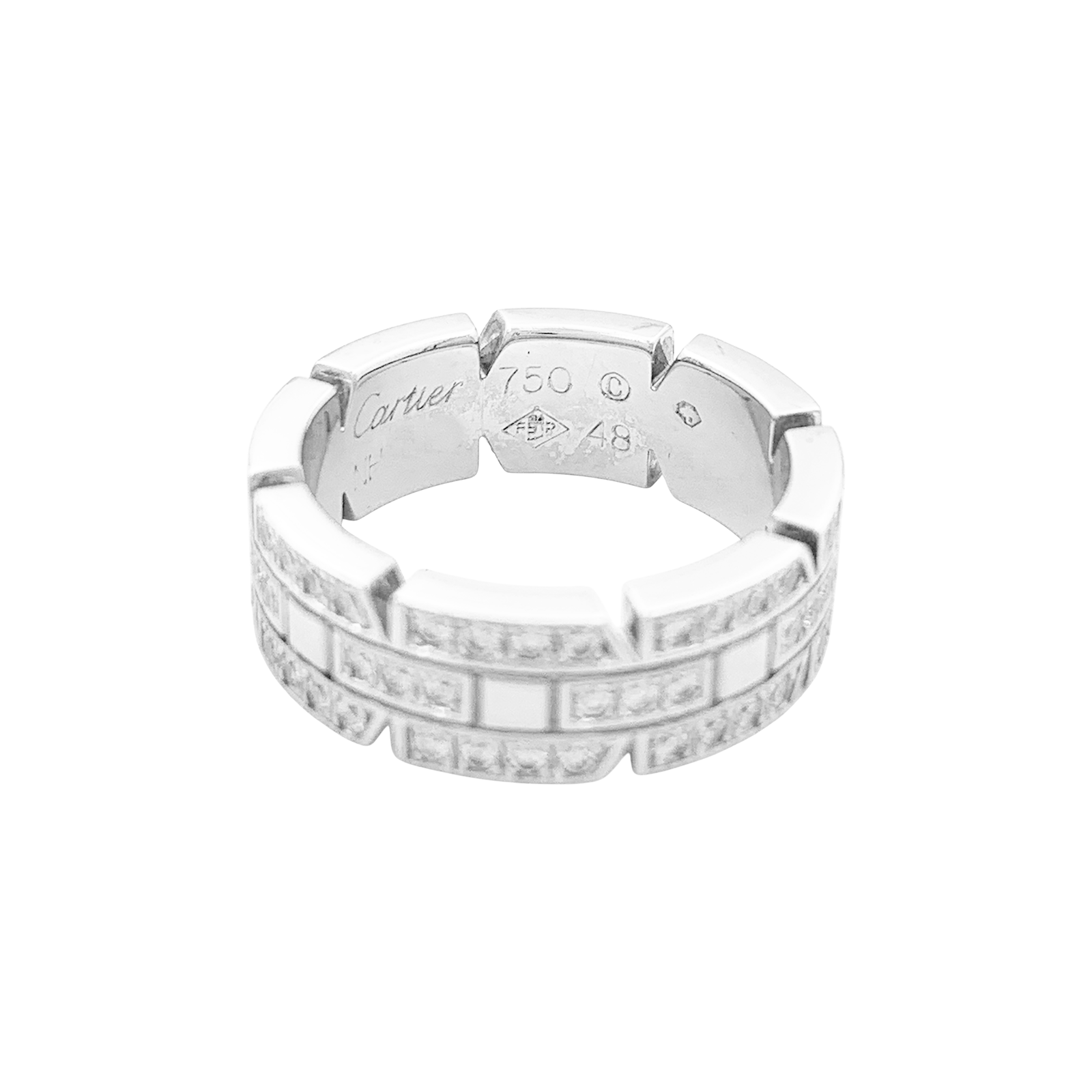 Bague Cartier or blanc, diamants "Tank Française".