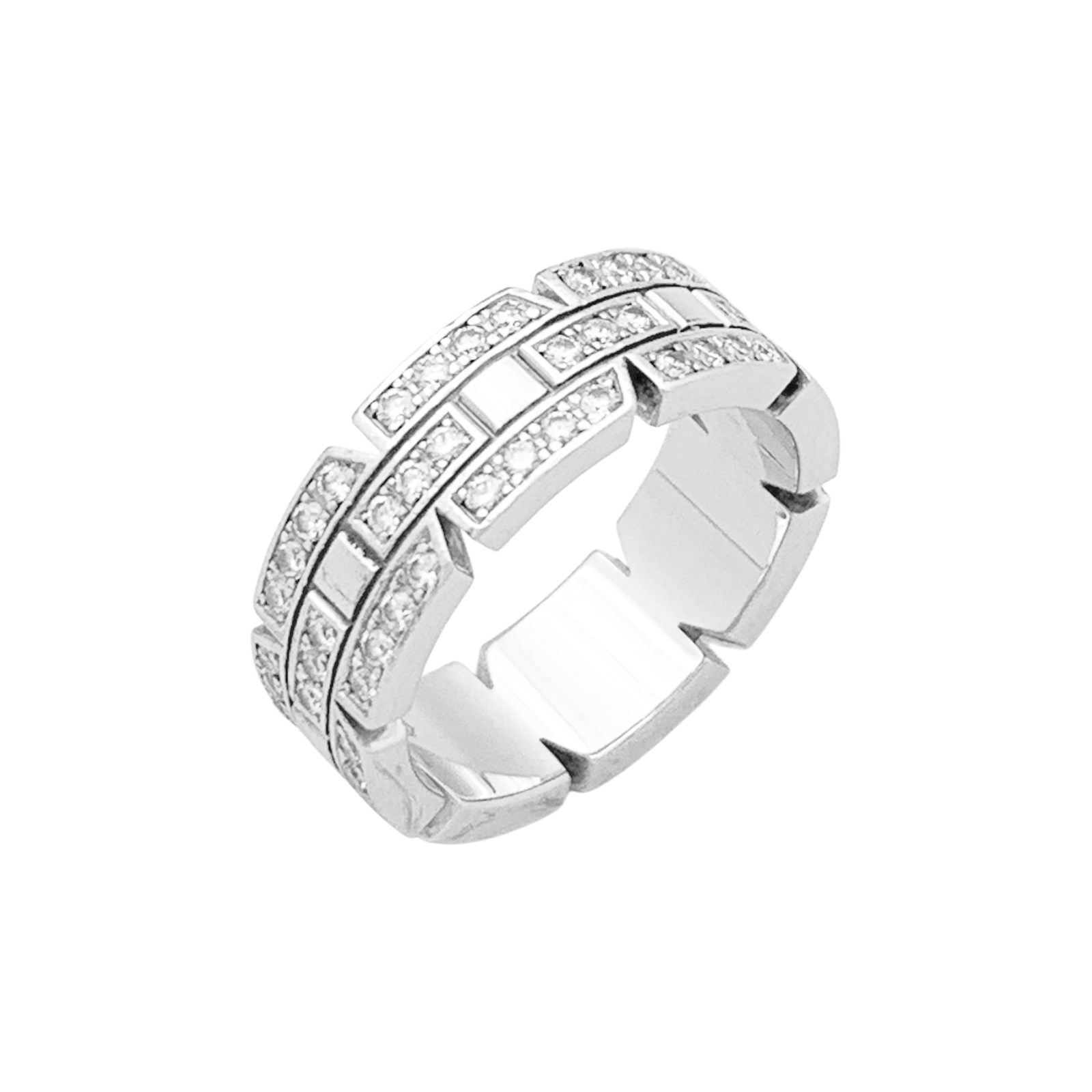 Bague Cartier or blanc, diamants "Tank Française".