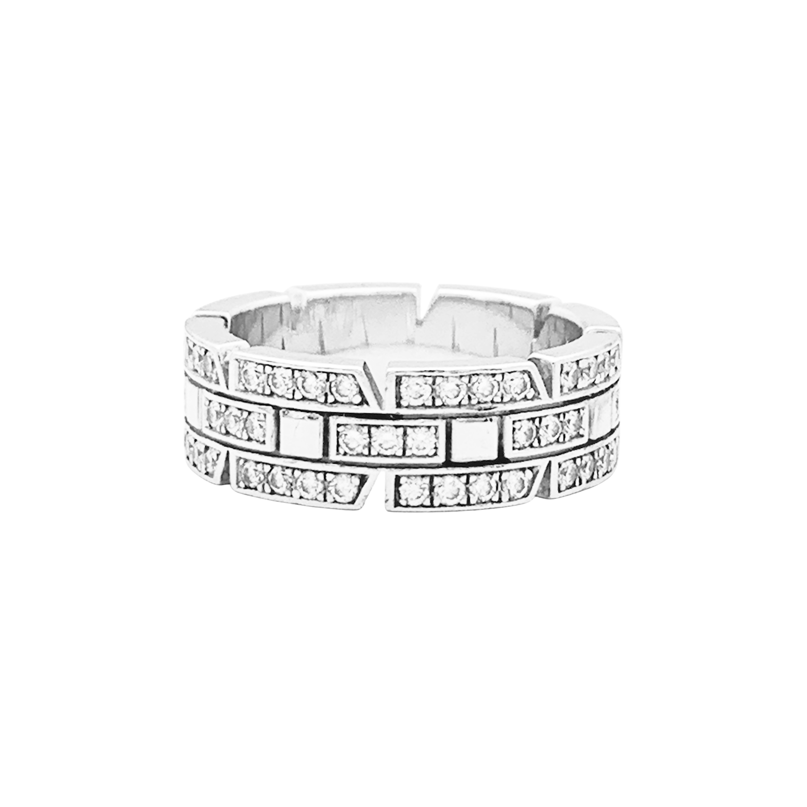 Bague Cartier or blanc, diamants "Tank Française".