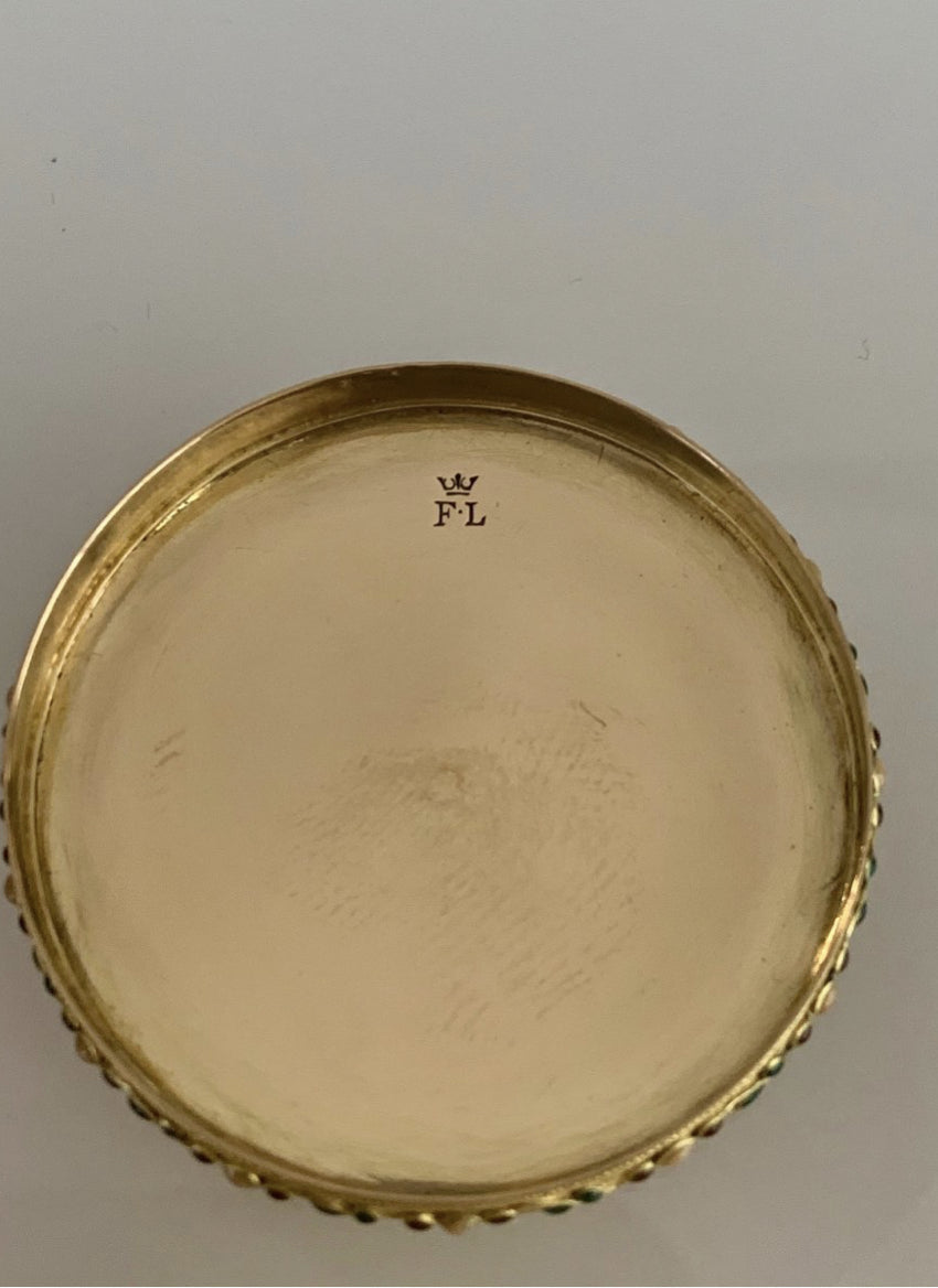 Round gold and enamel box