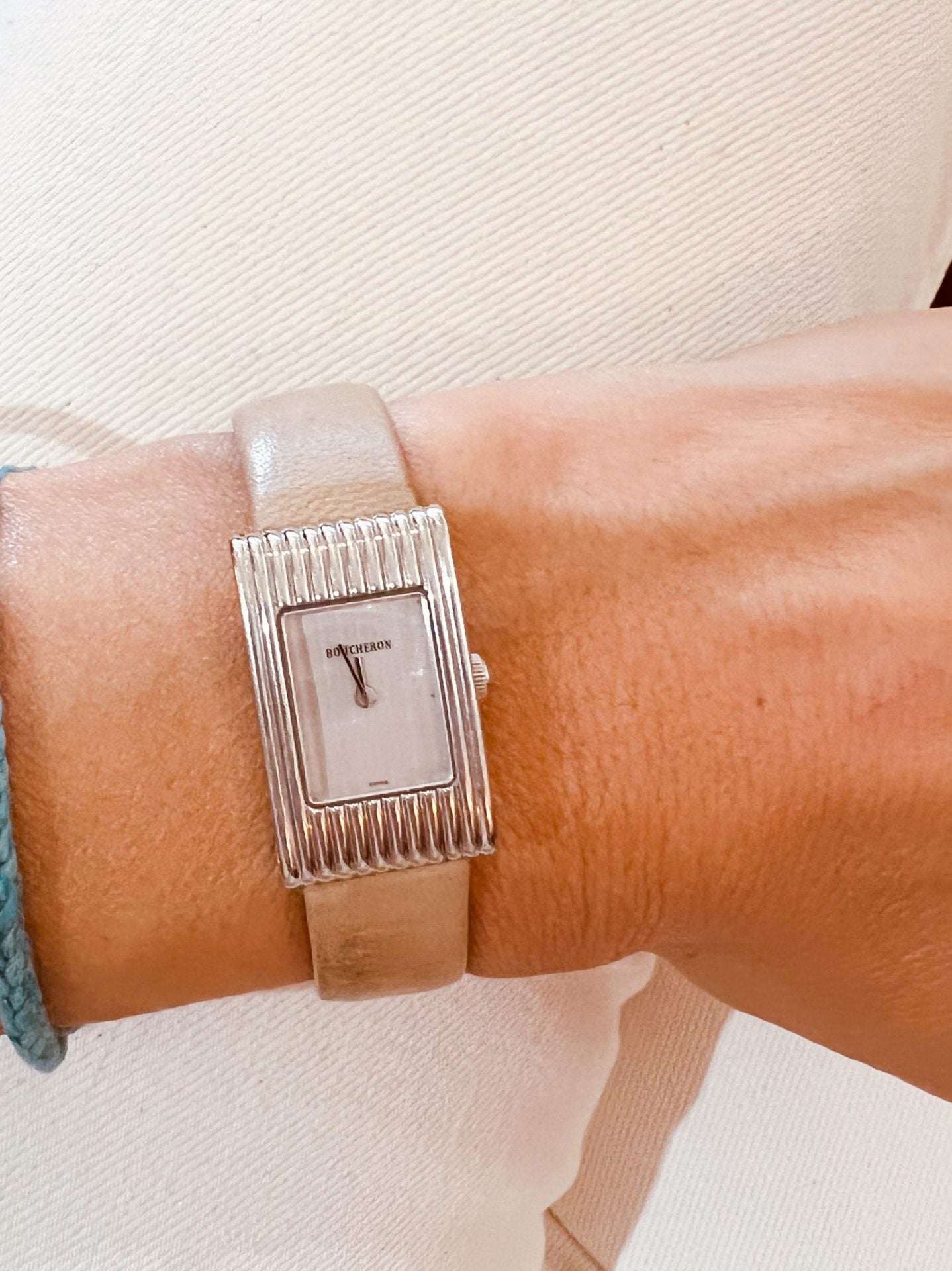 Boucheron, rectangular steel reflection collection watch