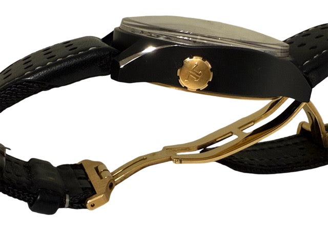 Jaeger Lecoultre Aston-Martin V12 Vantage model, gold ceramic and steel Limited Edition