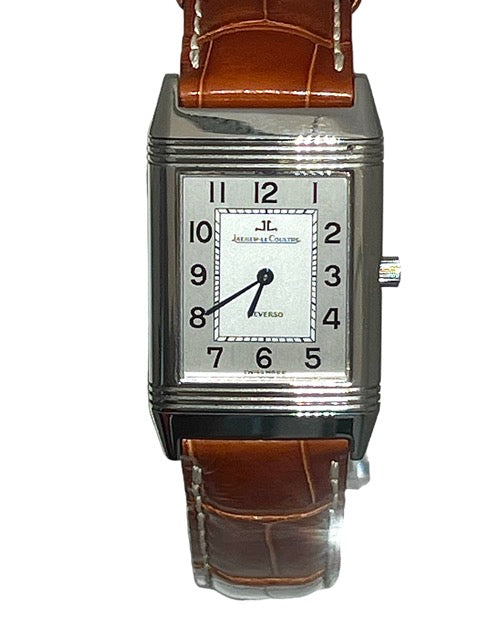 Jaeger LeCoultre, Montre Reverso Classique 205.8.86 Acier sur Cuir Vintage Full Set