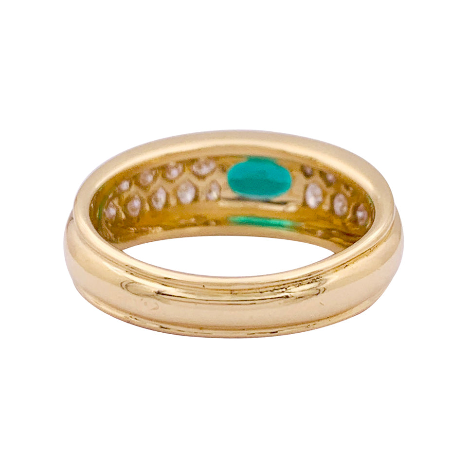 Bague Boucheron, "Axelle", or jaune, diamants, émeraude.