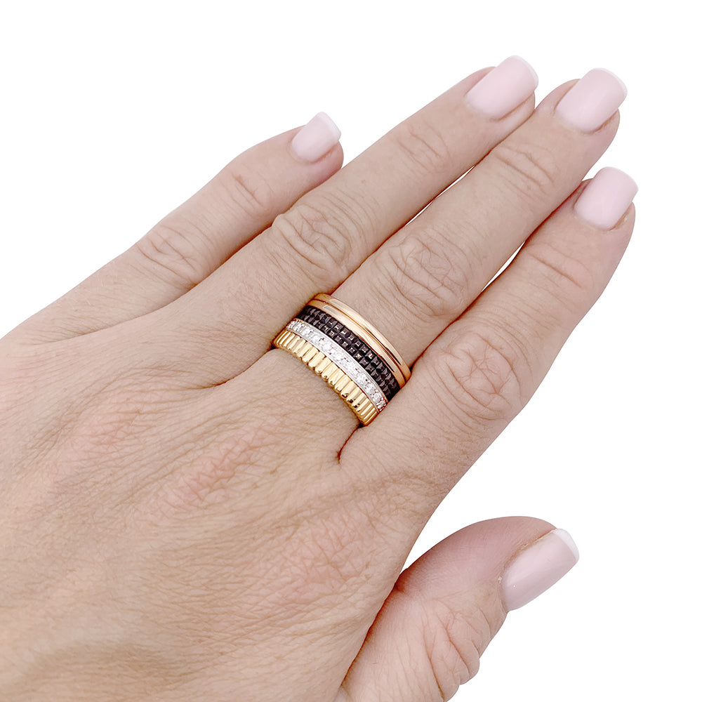 Boucheron ring, "Quatre Classique Large", three golds and diamonds