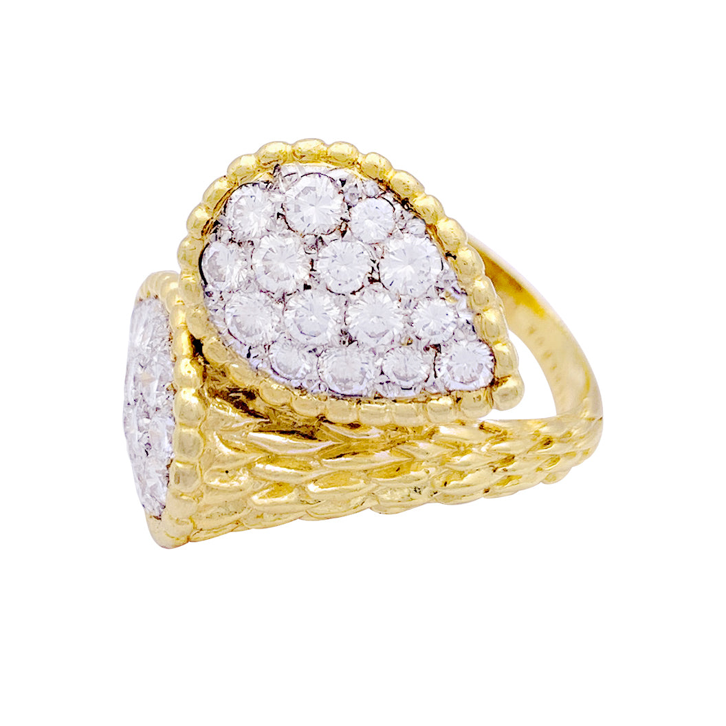 Bague Boucheron vintage "Serpent Bohème" or jaune, platine, diamants.
