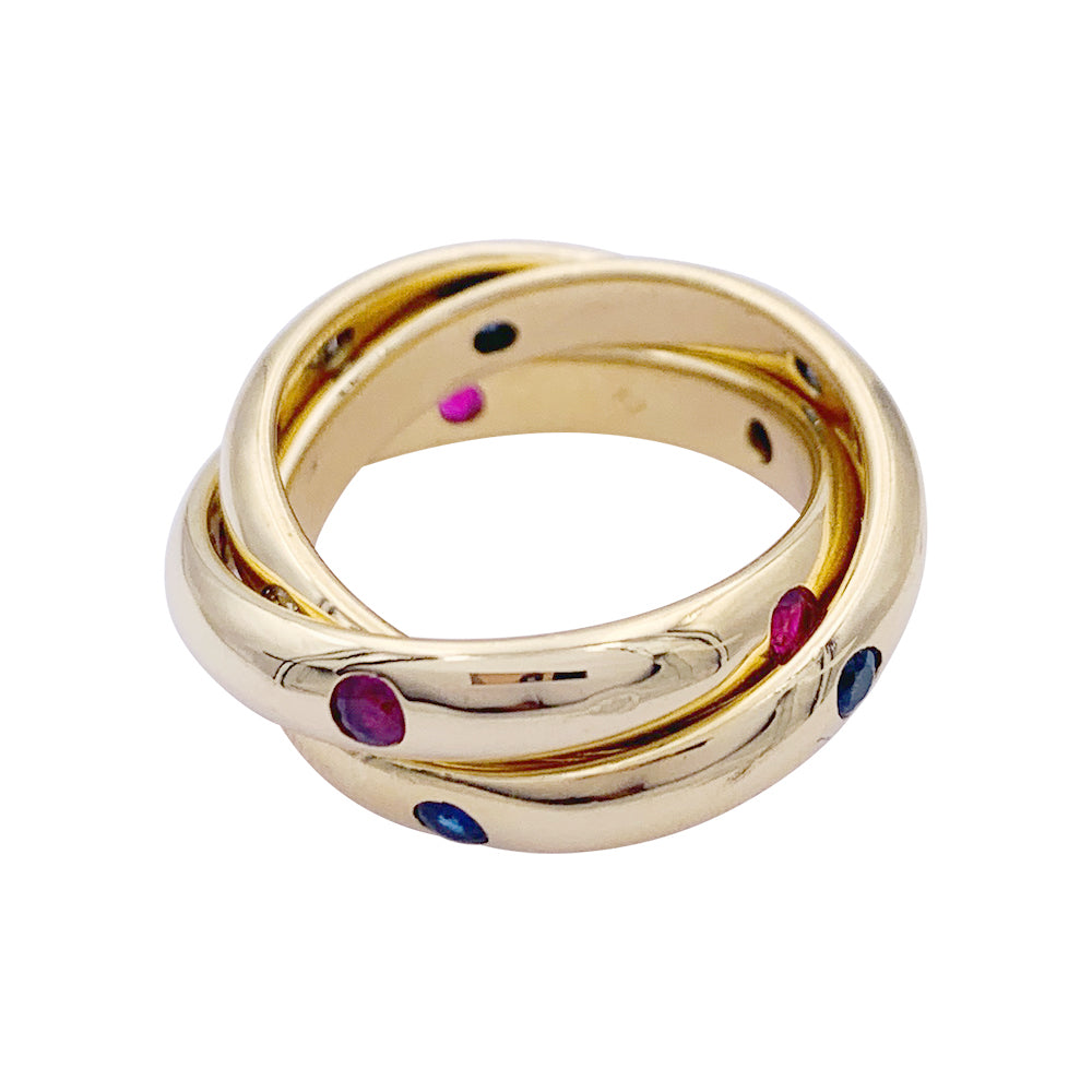 Bague Cartier, "Constellation", or jaune, gemmes de couleur.
